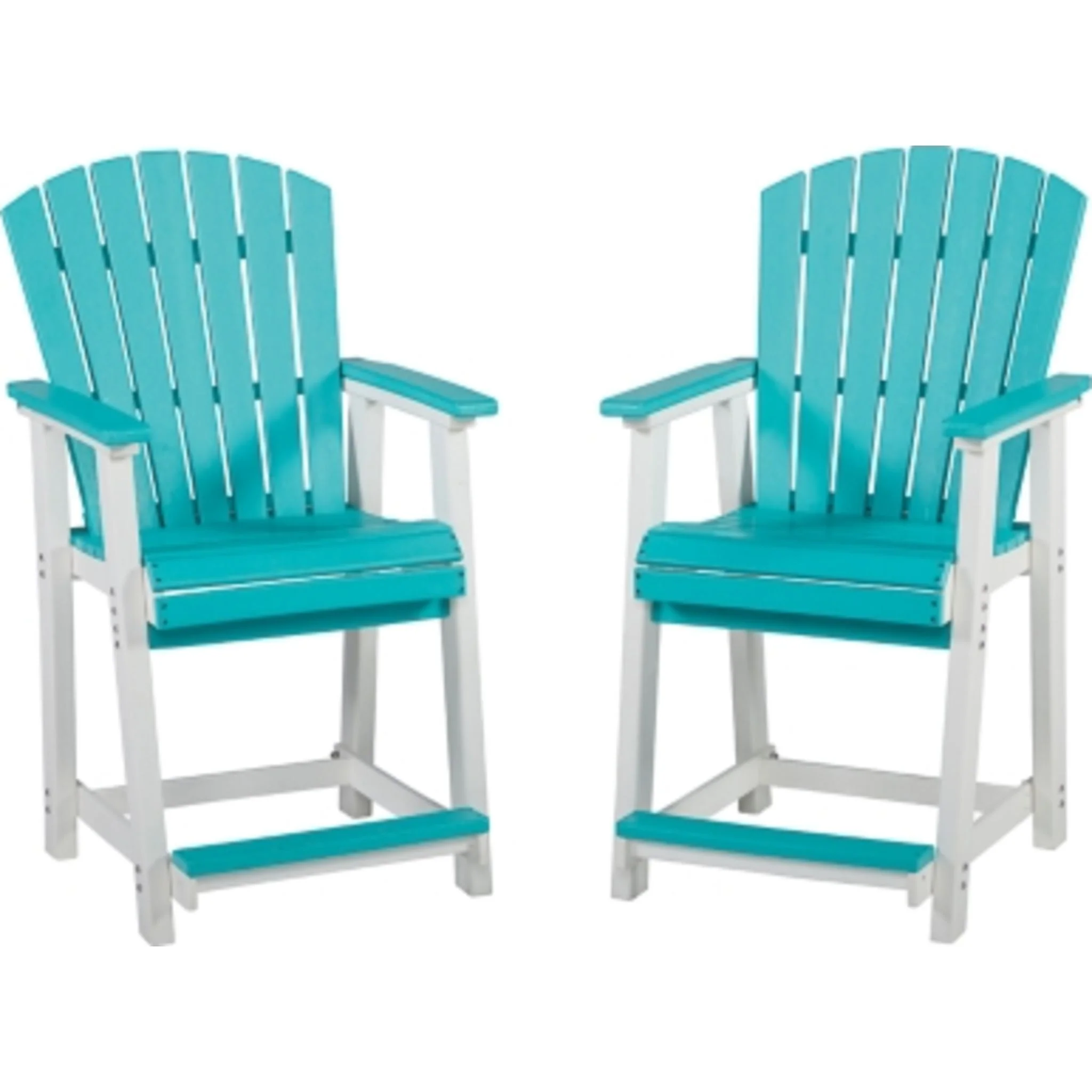 Eisely Outdoor Counter Height Stool (set of 2) - Turquoise/White - Image 5
