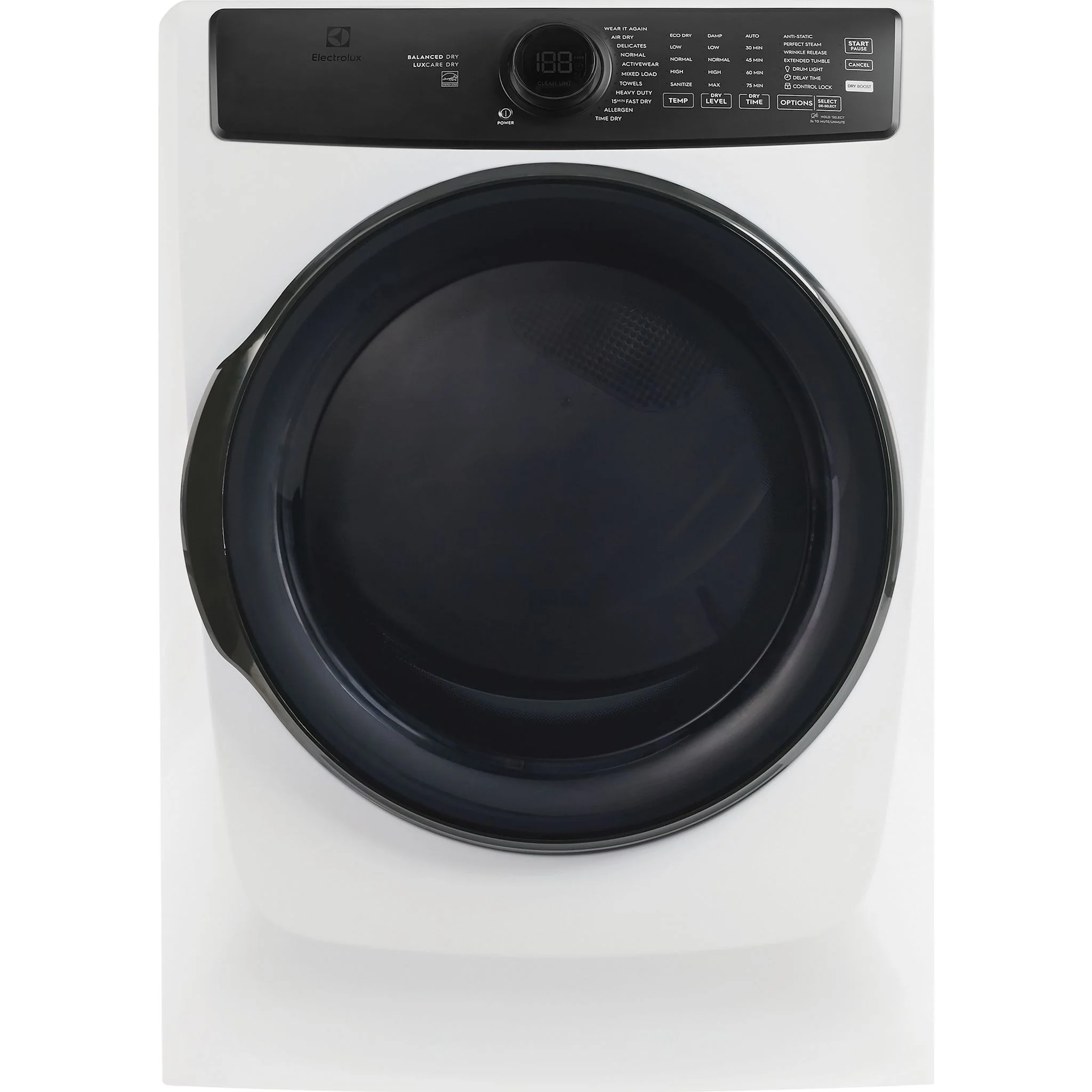 Electrolux Front Load Perfect Steam™ Electric Dryer with Balanced Dry™ and Instant Refresh – 8.0 Cu. Ft.- White (ELFE773CMW)