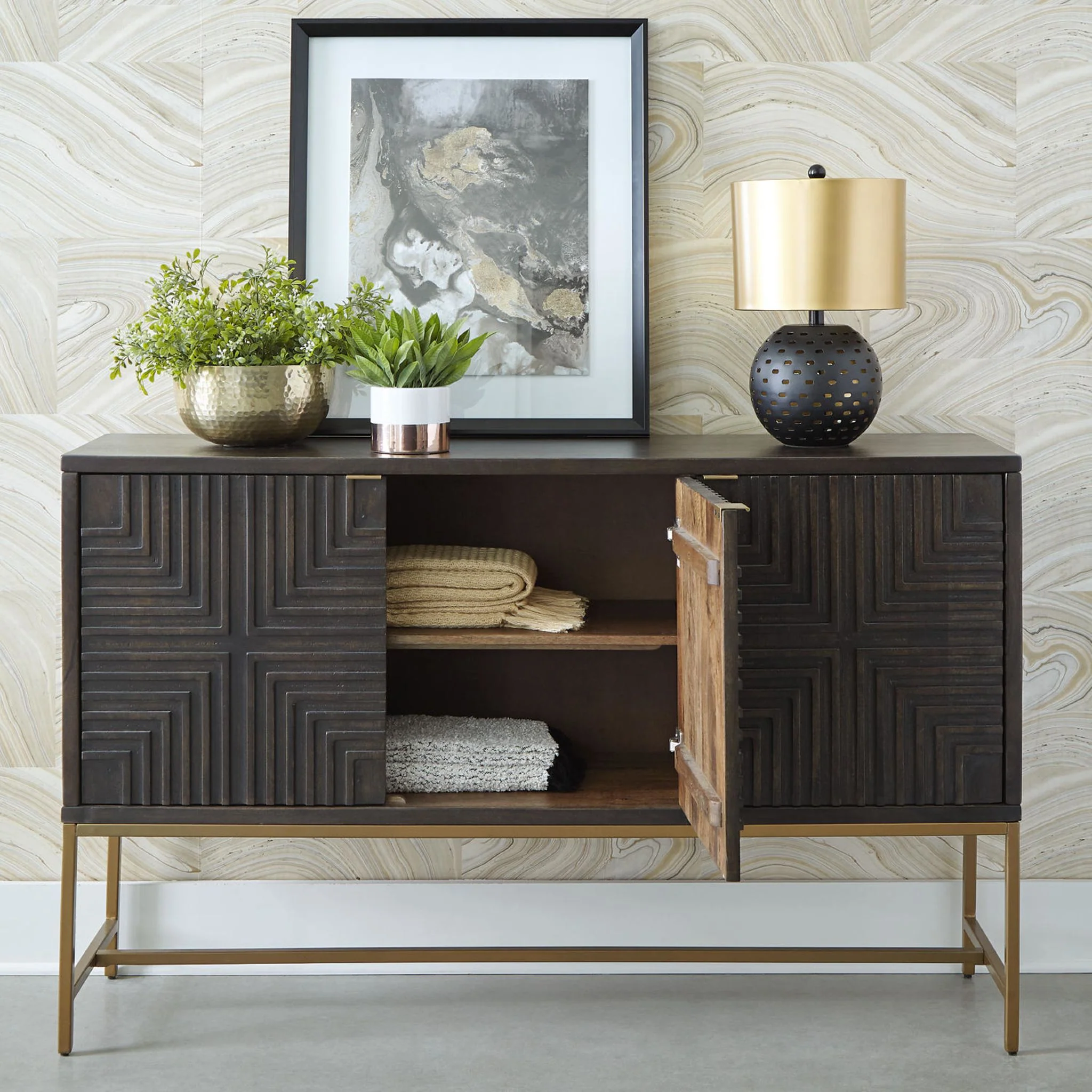 Elinmore Accent Cabinet - Brown/Gold Finish - Image 13