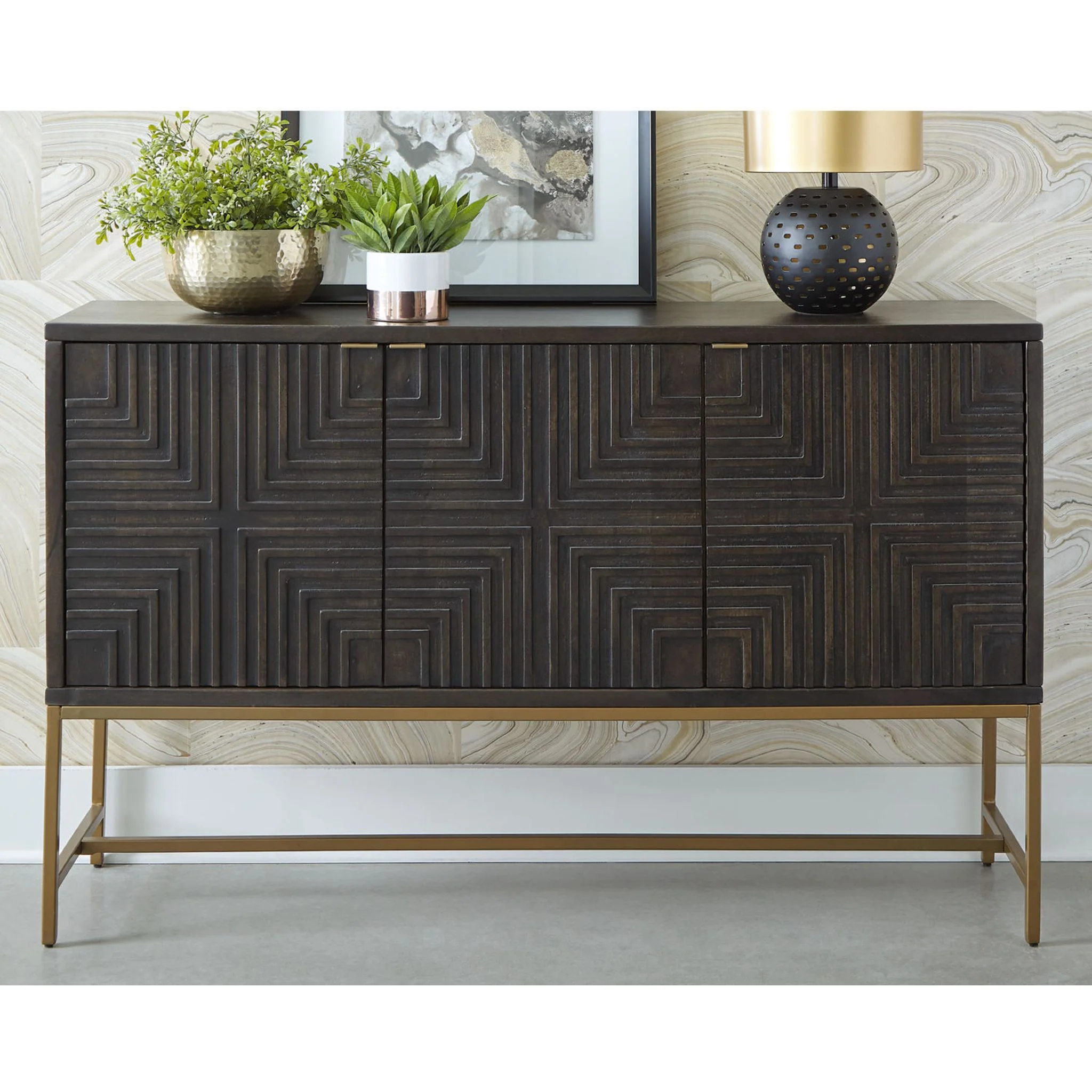 Elinmore Accent Cabinet - Brown/Gold Finish - Image 16