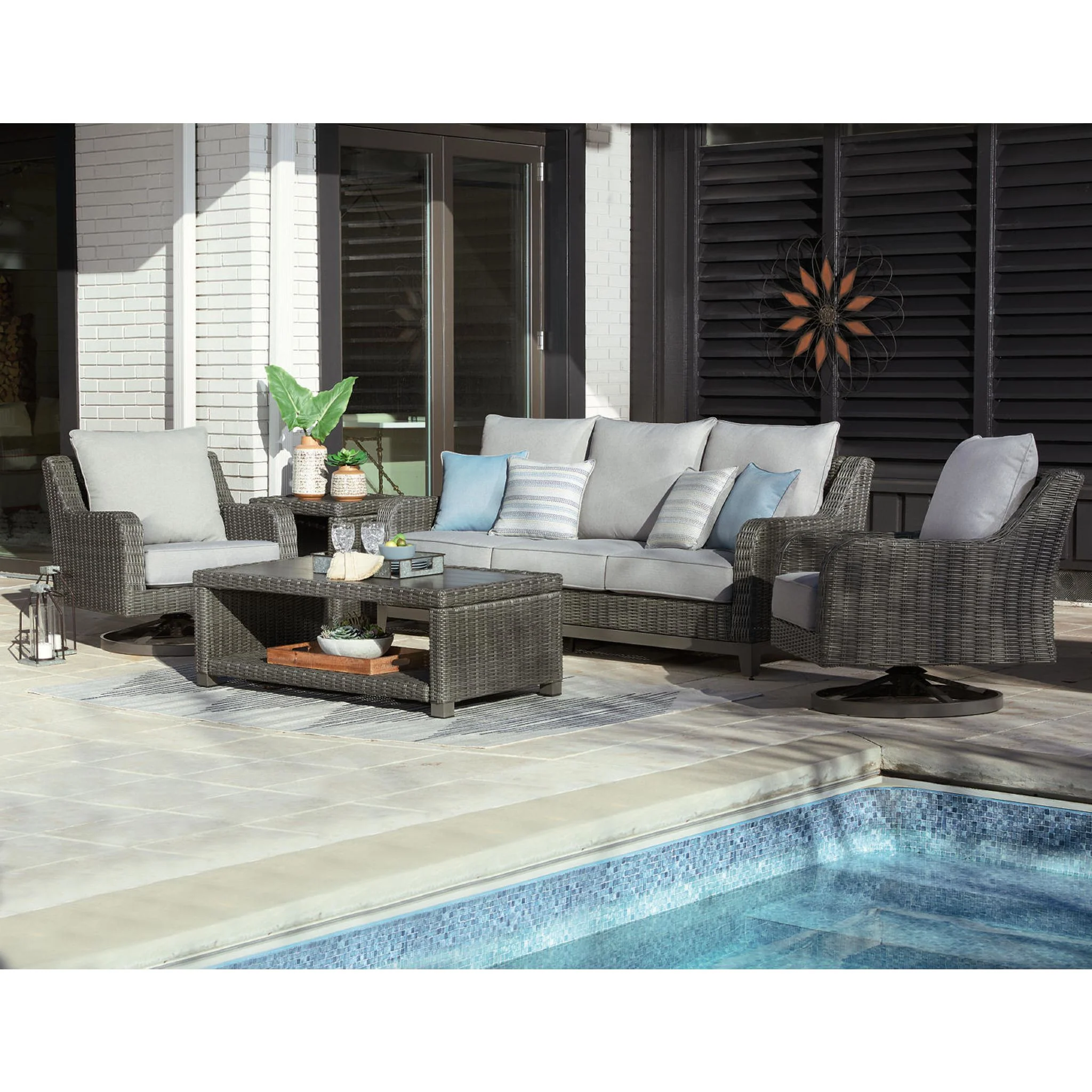 Elite Park 4 Piece Outdoor Seating - Gray - Image 2