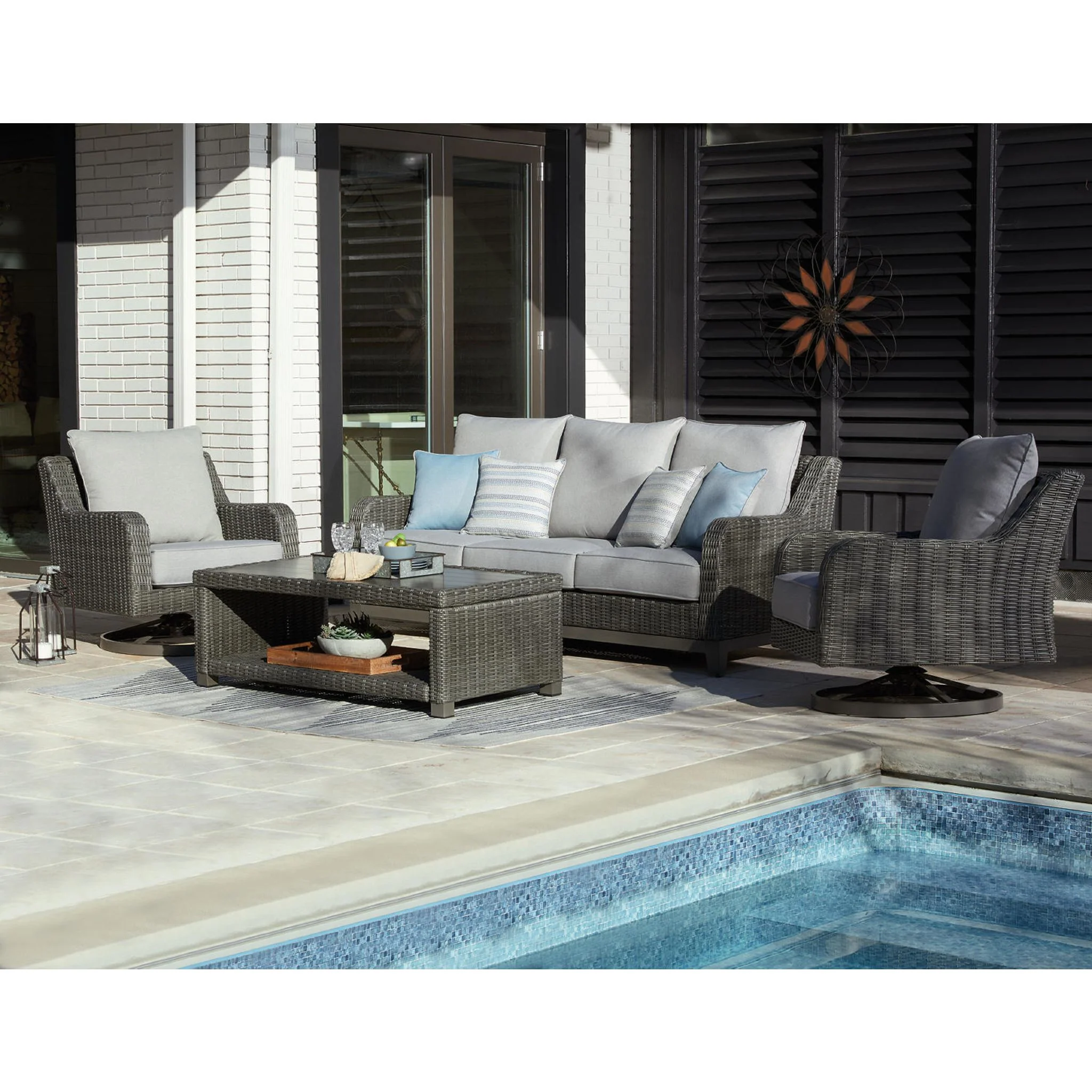 Elite Park 4 Piece Outdoor Seating - Gray - Image 8