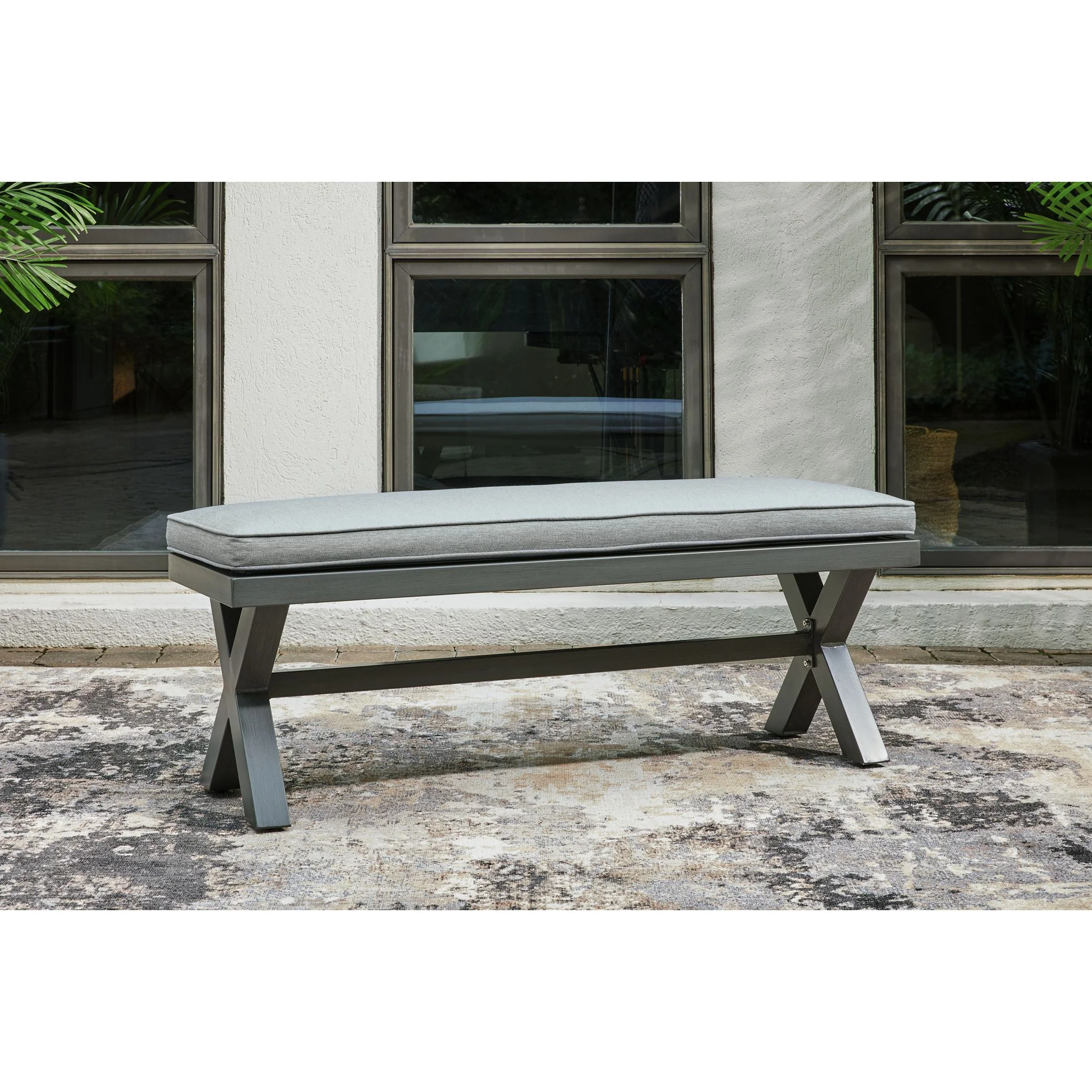 Elite Park Outdoor Bench with Cushion - Gray - Image 2