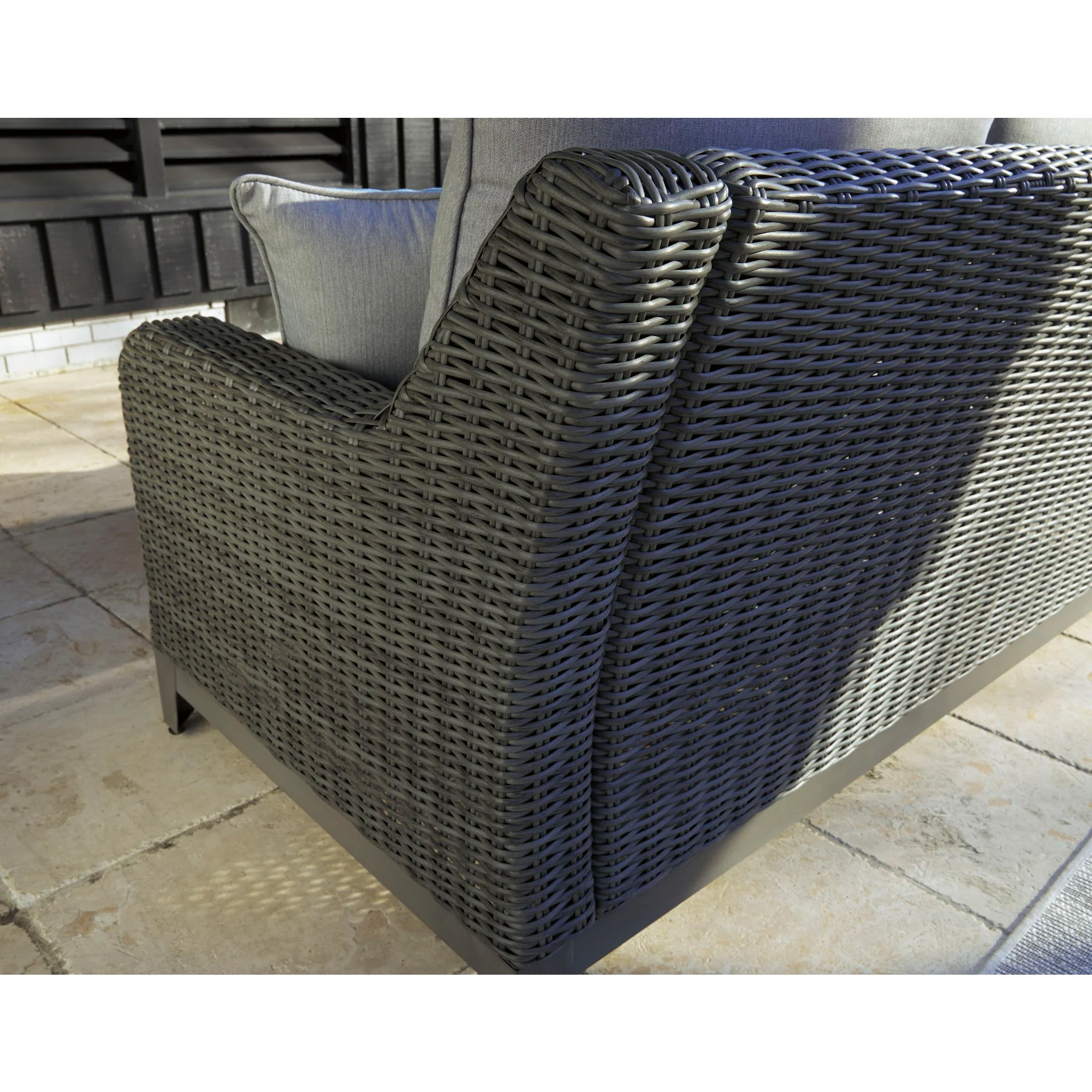Elite Park Outdoor Loveseat with Cushion - Gray - Image 6