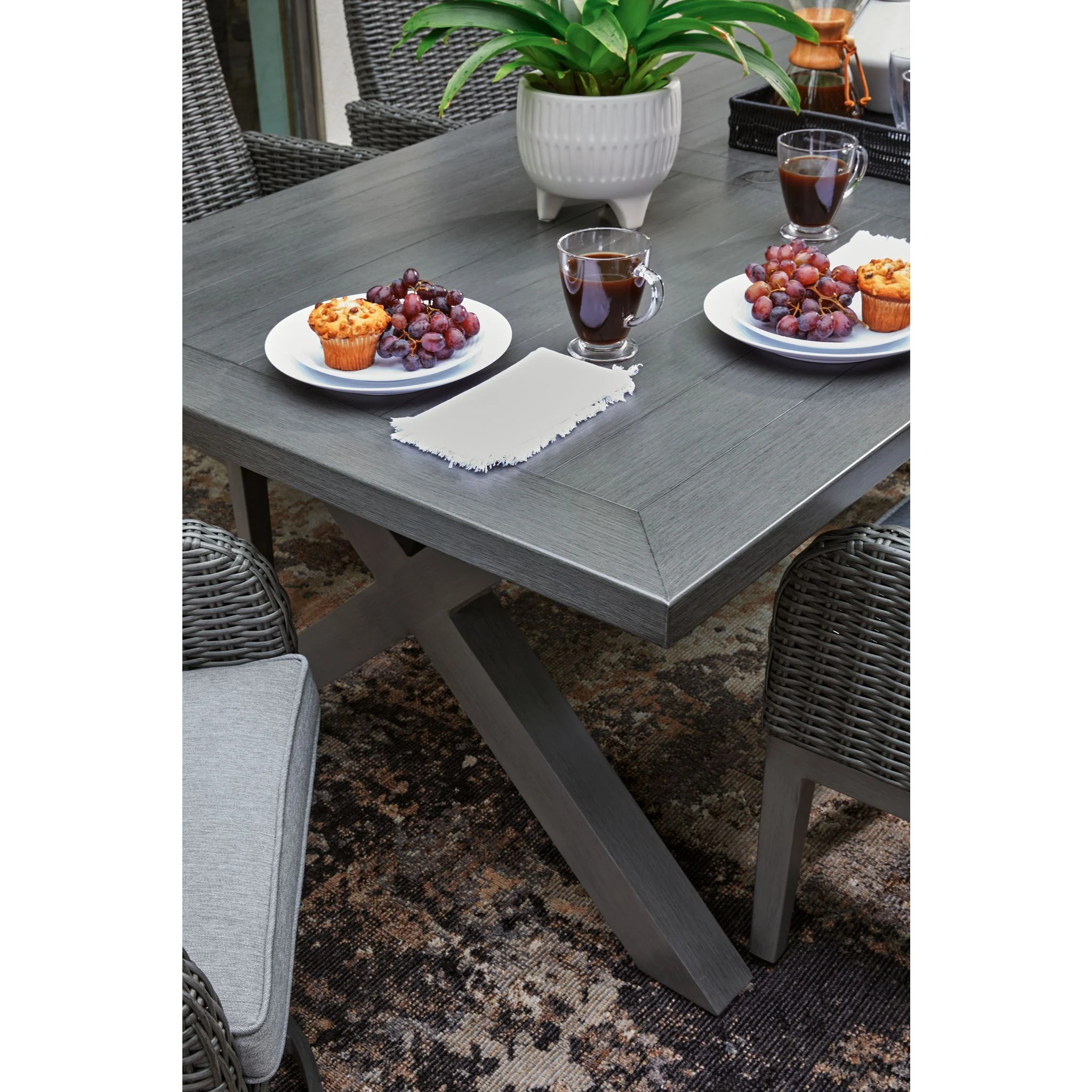 Elite Park Outdoor Rectangle Dining Table - Gray - Image 5