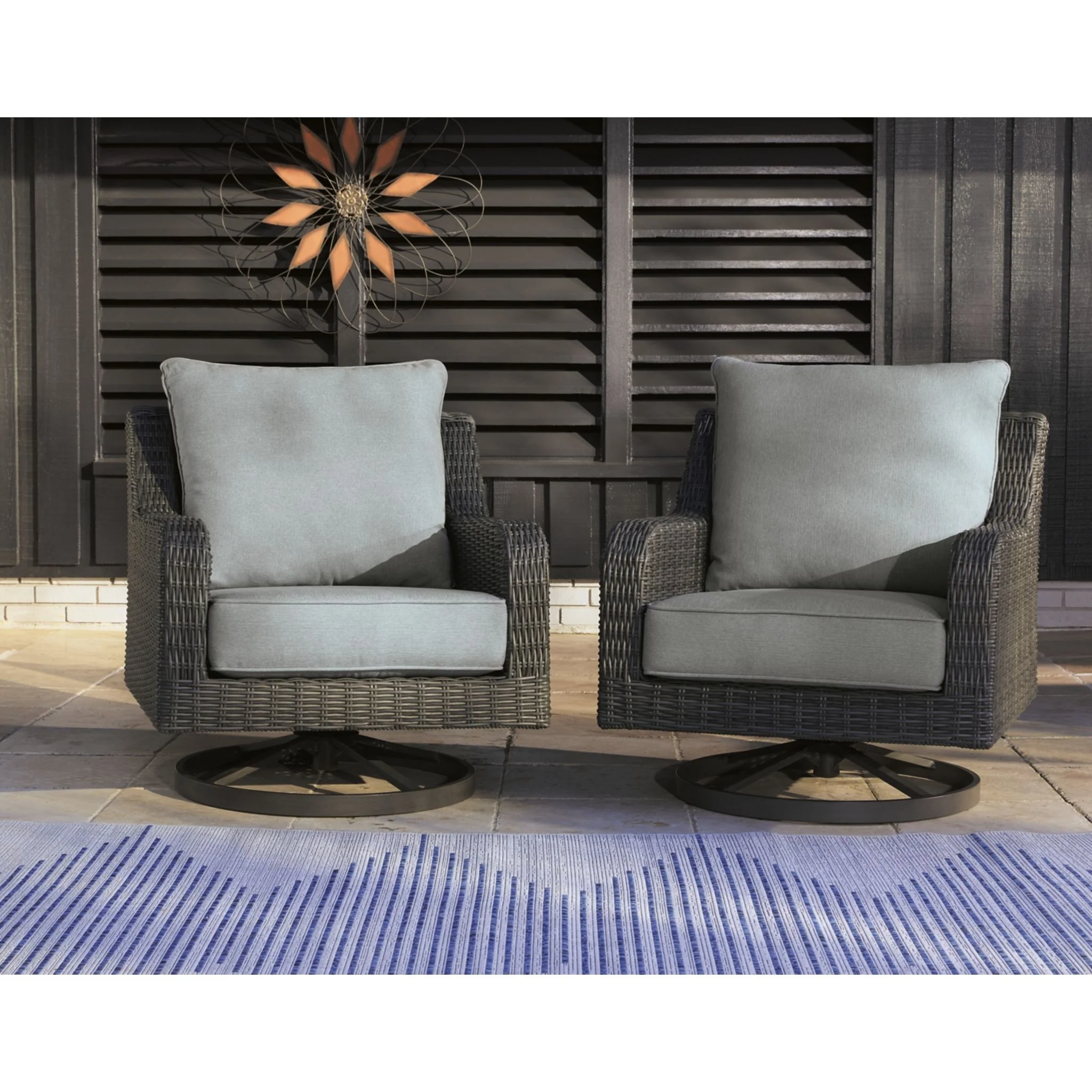 Elite Park Outdoor Swivel Lounge Chair with Cushion - Gray - Image 2