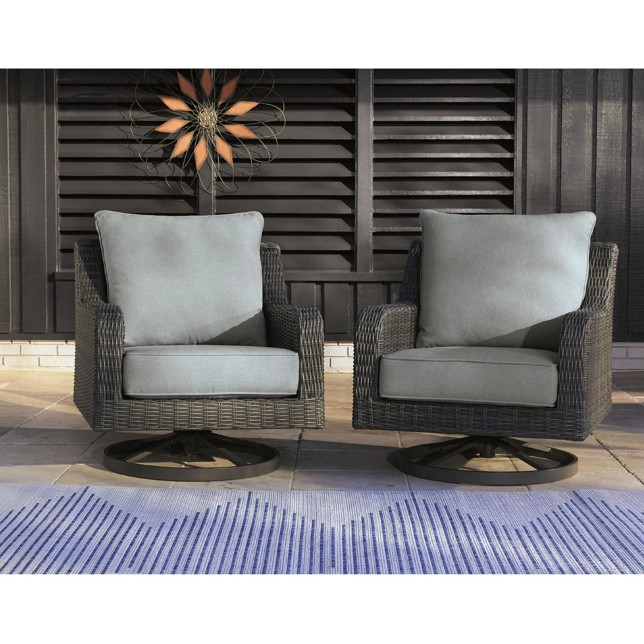 Elite Park Outdoor Swivel Lounge Chair with Cushion - Gray - Image 8