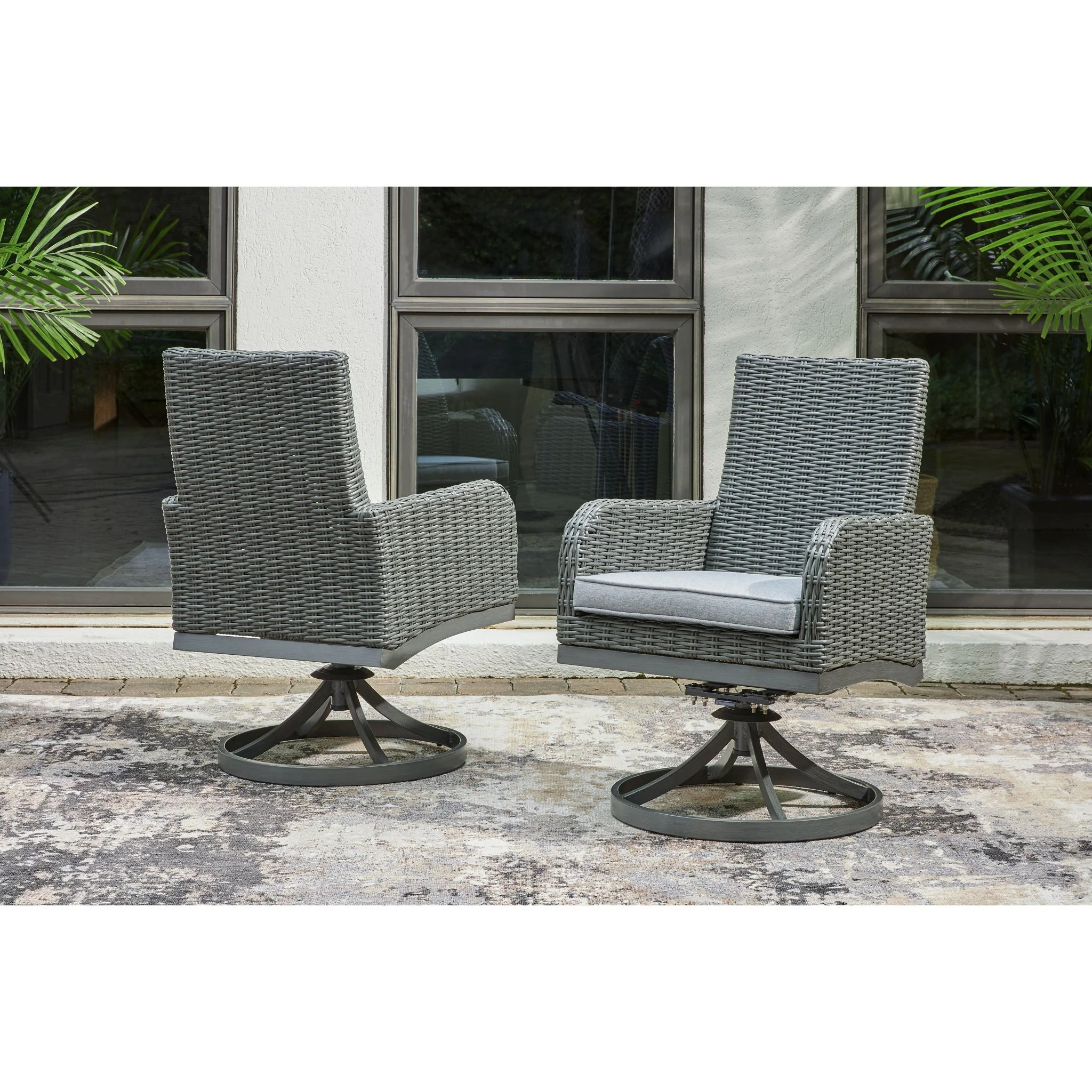 Elite Park Outdoor Swivel Chair w/Cushion (set of 2) - Gray - Image 2