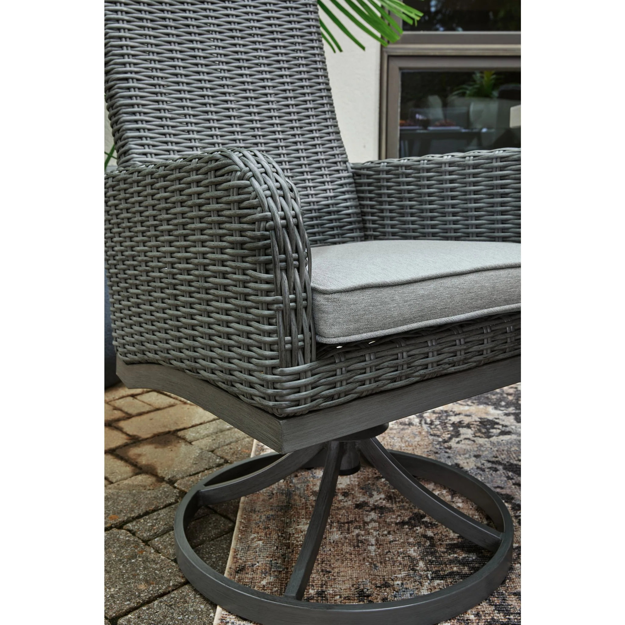 Elite Park Outdoor Swivel Chair w/Cushion (set of 2) - Gray - Image 7