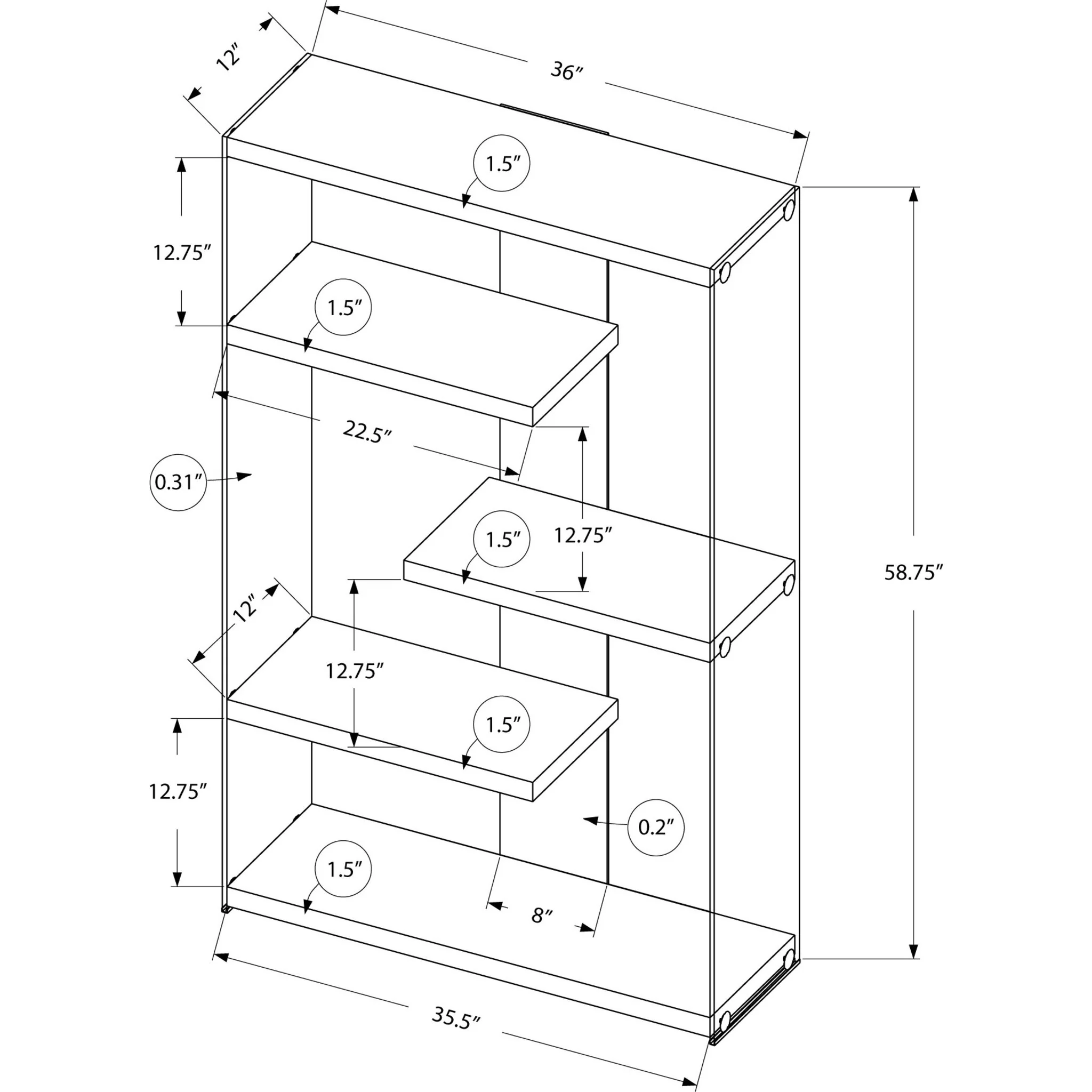 Elle Bookcase - White - Image 5
