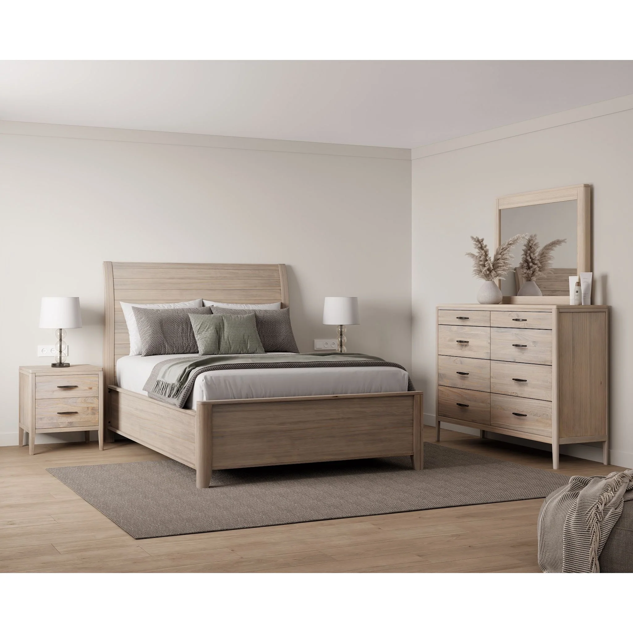 Ellesmere 6 Piece Sleigh Bedroom - Champagne