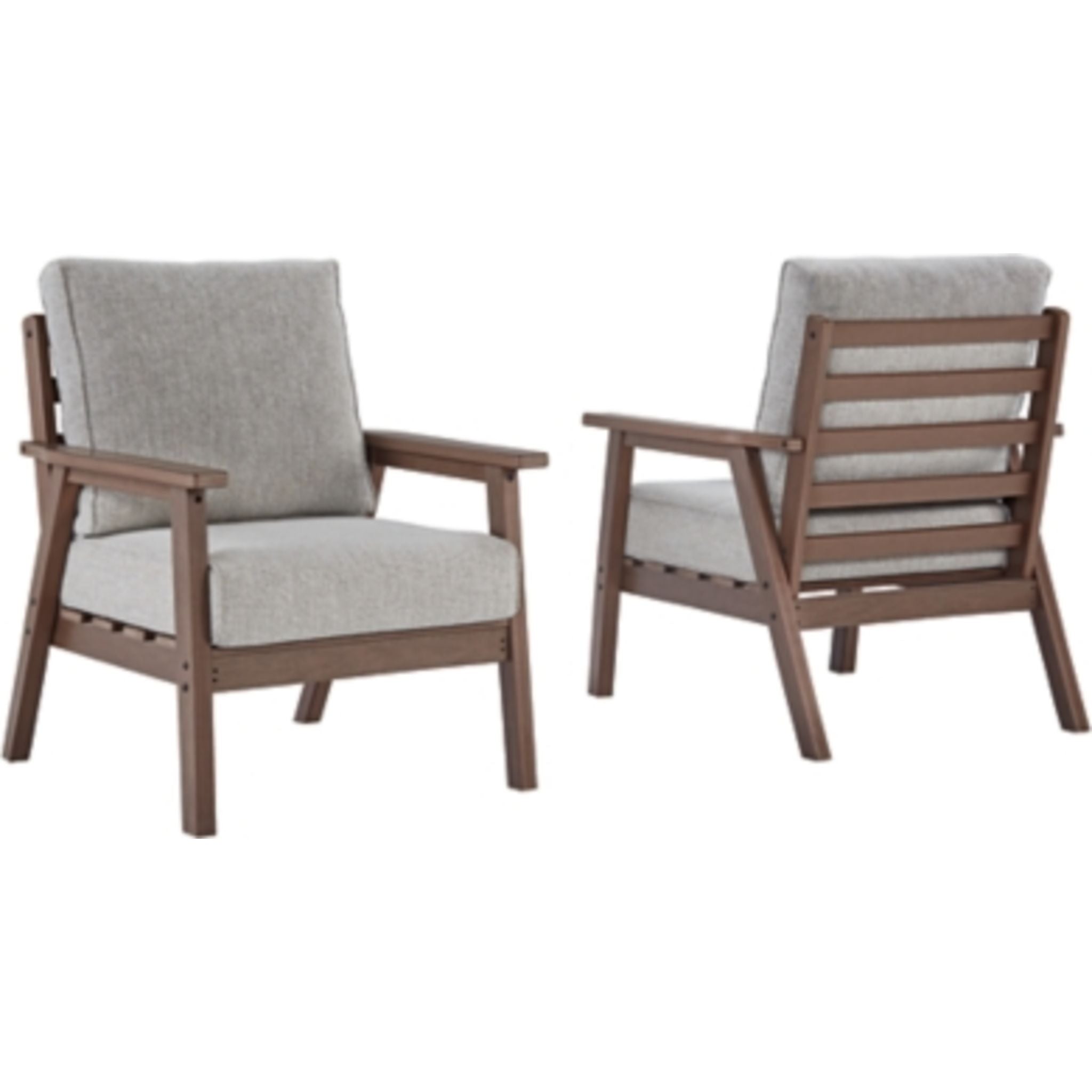 Emmeline Outdoor Lounge Chair with Cushion (set of 2) - Brown/Beige