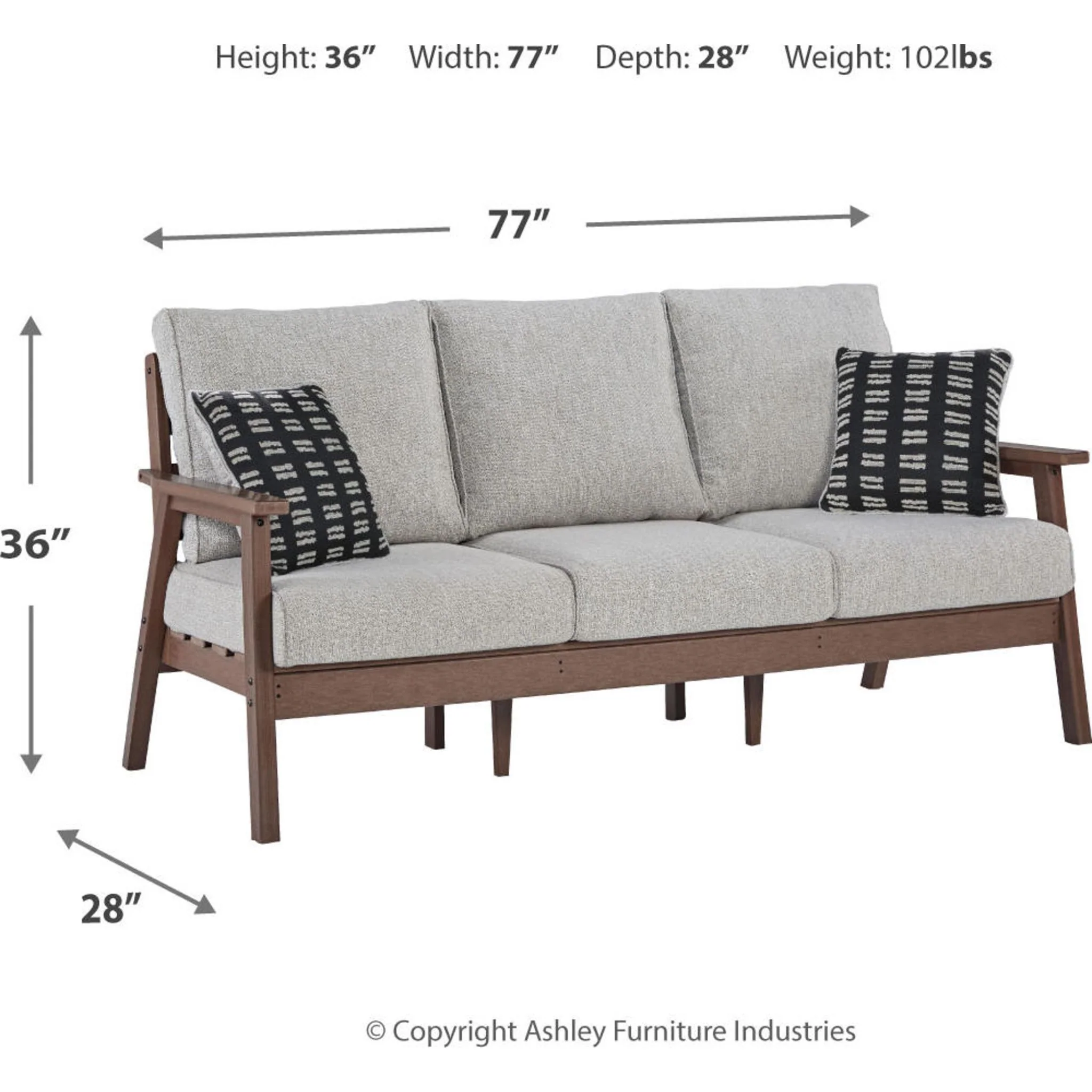 Emmeline Outdoor Sofa with Cushion - Brown/Beige - Image 10