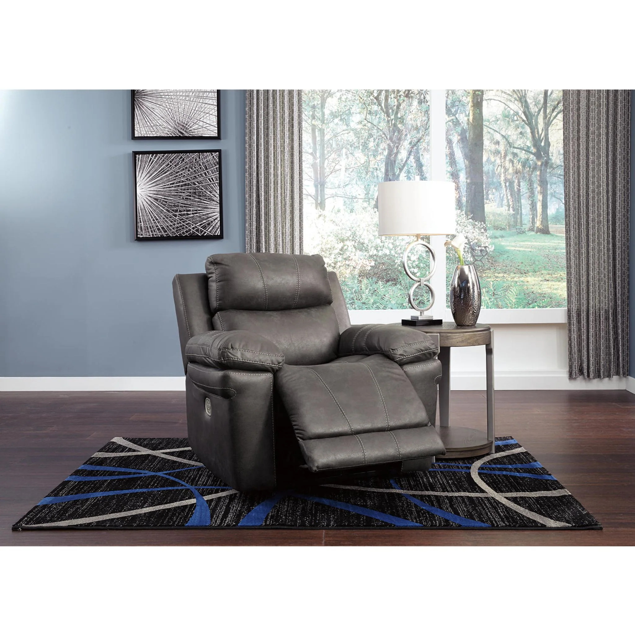Erlangen Power Recliner With Power Headrest - Midnight - Image 14