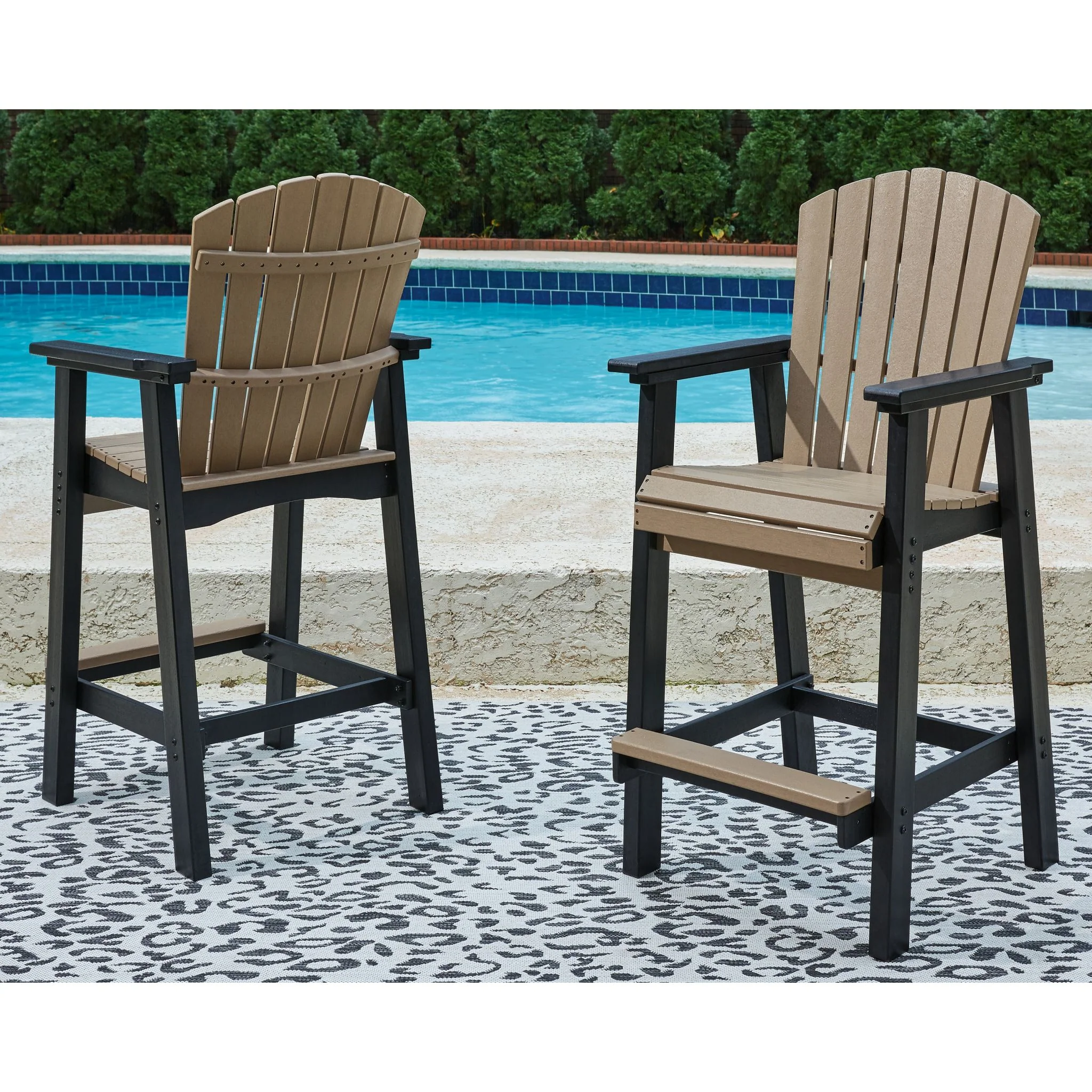 Fairen Trail Outdoor Barstool (set of 2) - Black/Driftwood - Image 2