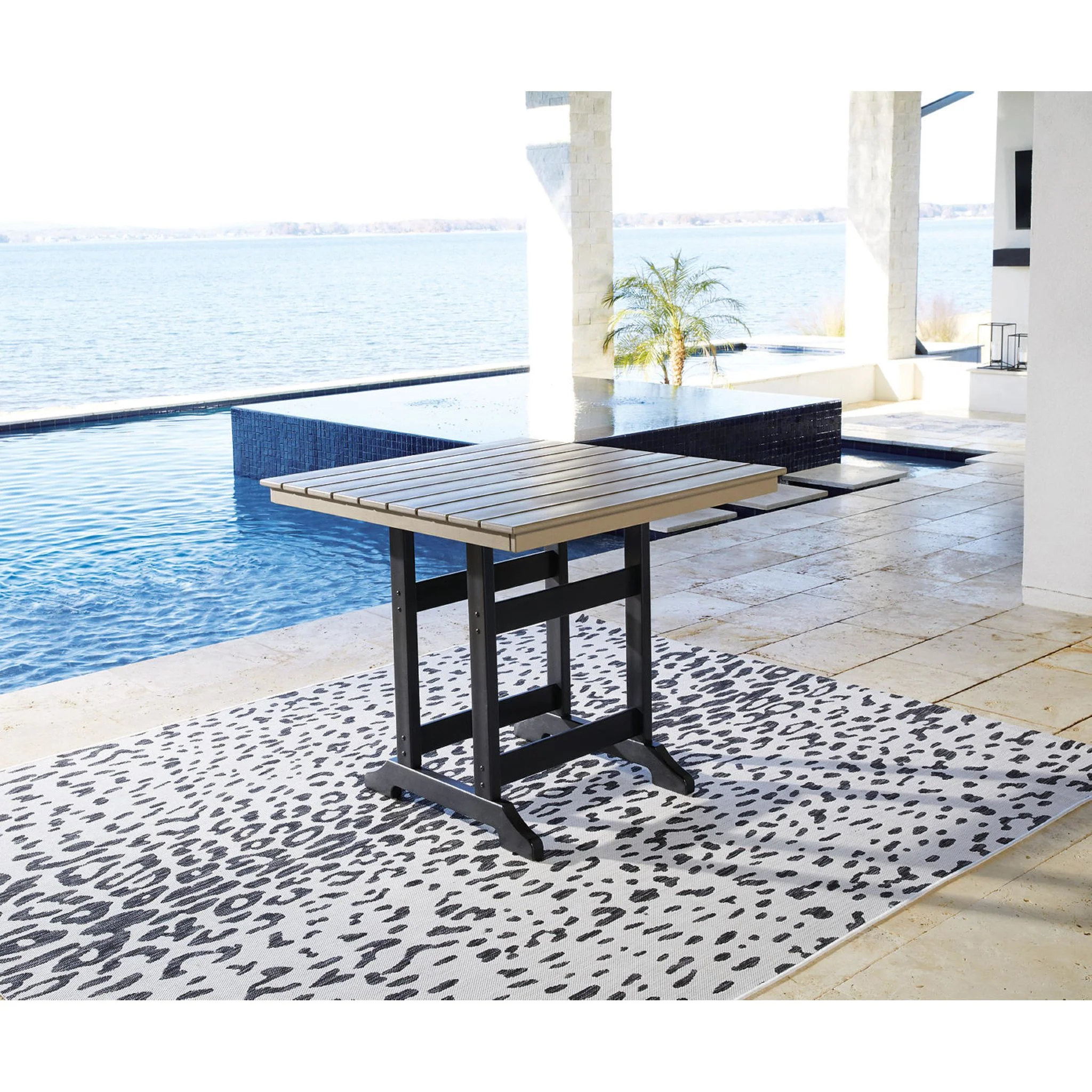 Fairen Trail Outdoor Counter Height Dining Table - Black/Driftwood - Image 2
