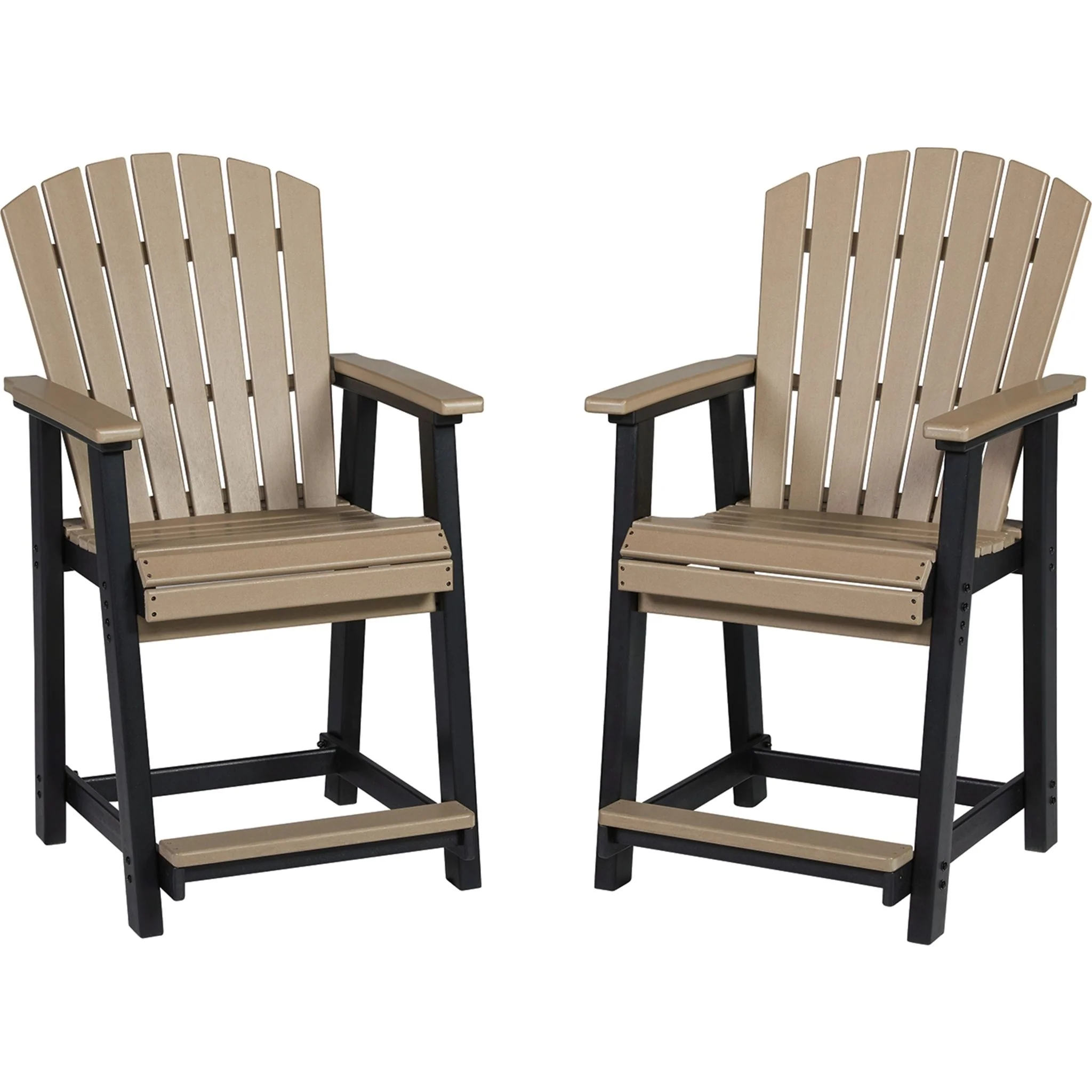 Fairen Trail Outdoor Counter Height Stool (set of 2) - Black/Driftwood