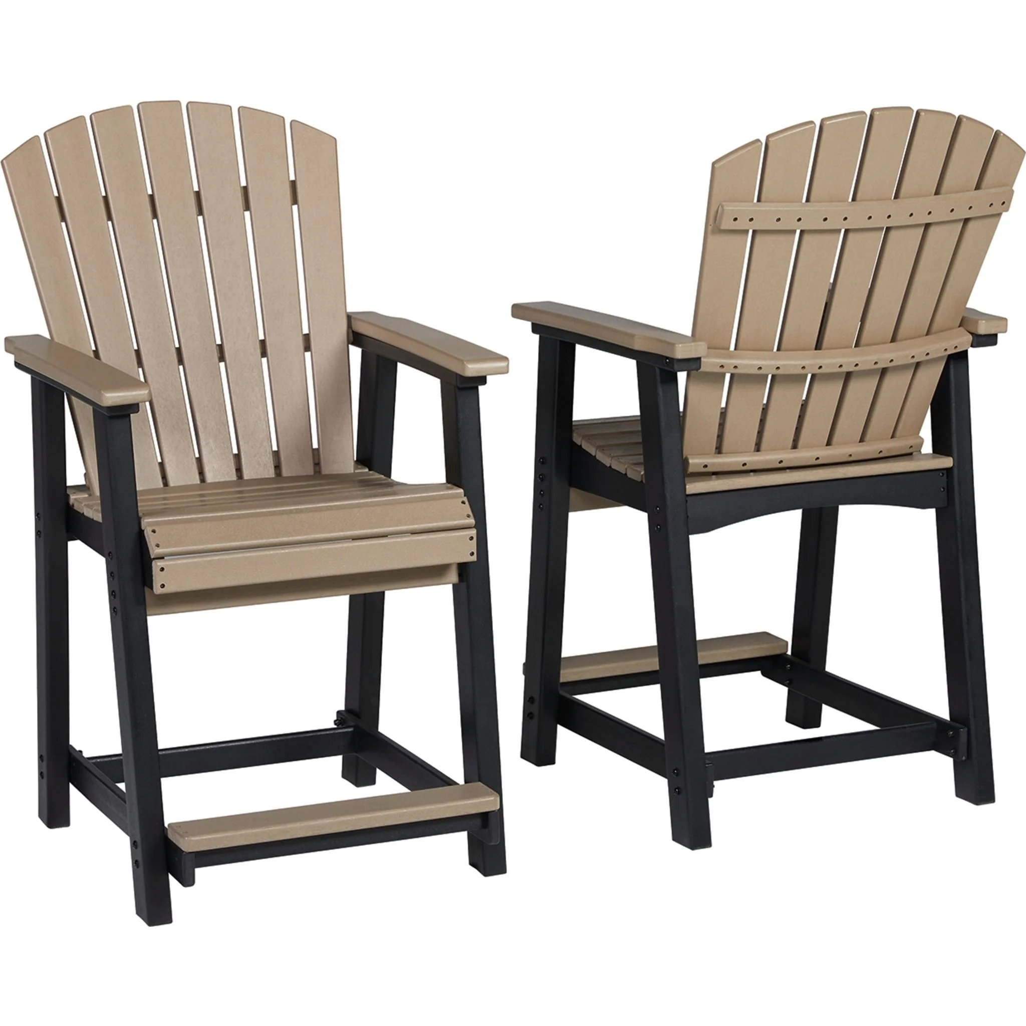 Fairen Trail Outdoor Counter Height Stool (set of 2) - Black/Driftwood - Image 3