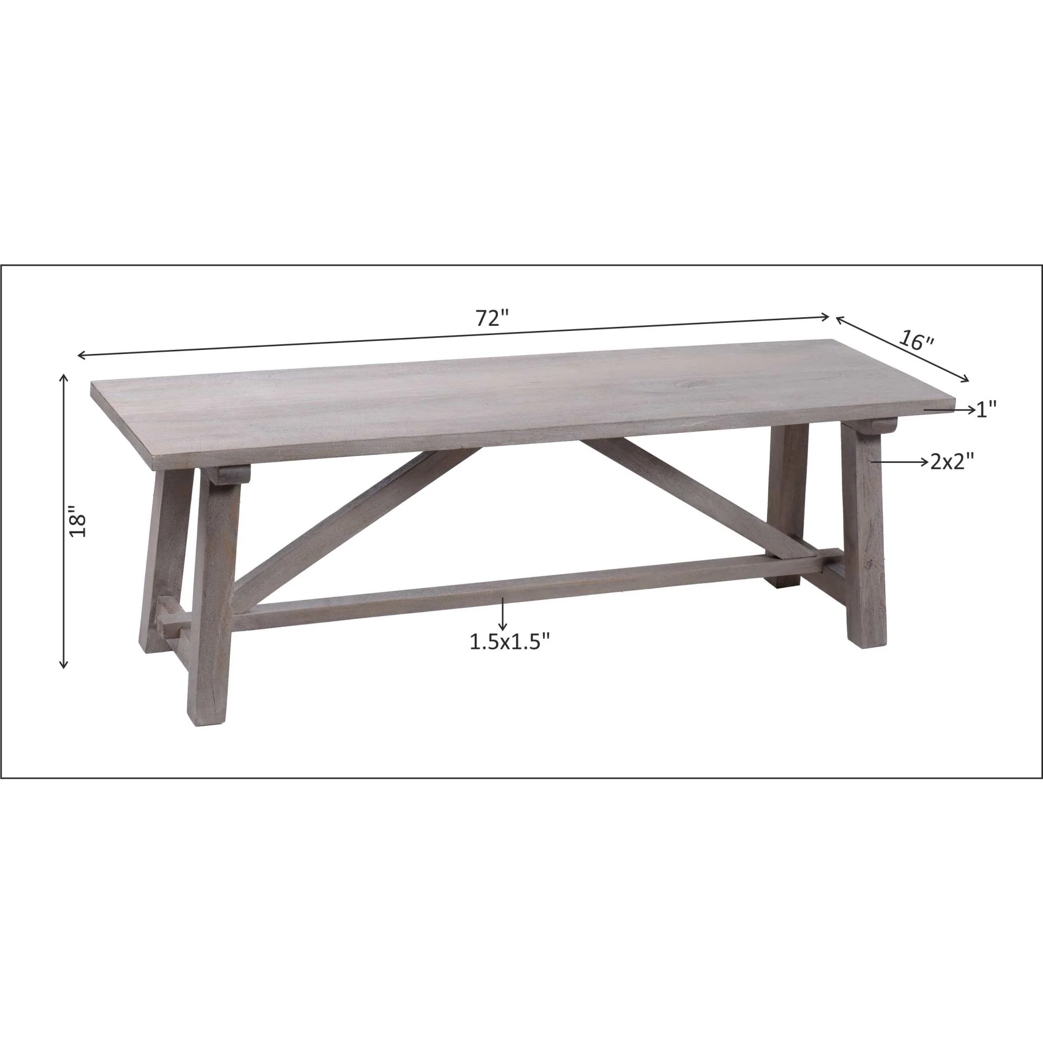 Farm House Dining Bench - New Vintage - (1810-230) - Image 2