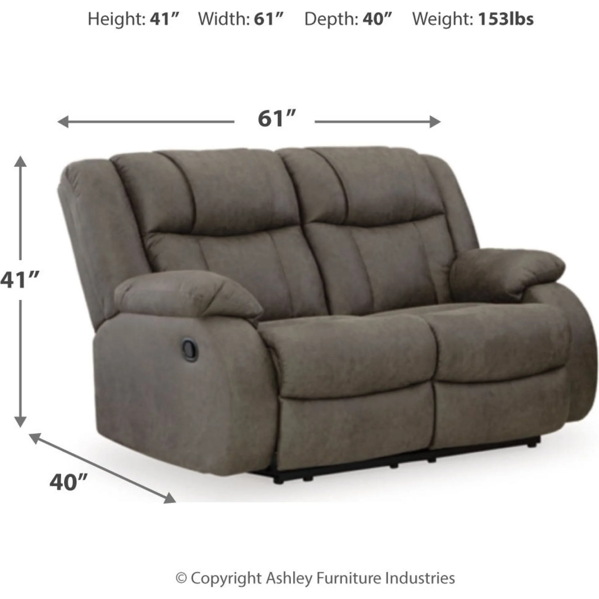 First Base Reclining Loveseat - Gunmetal - Image 16