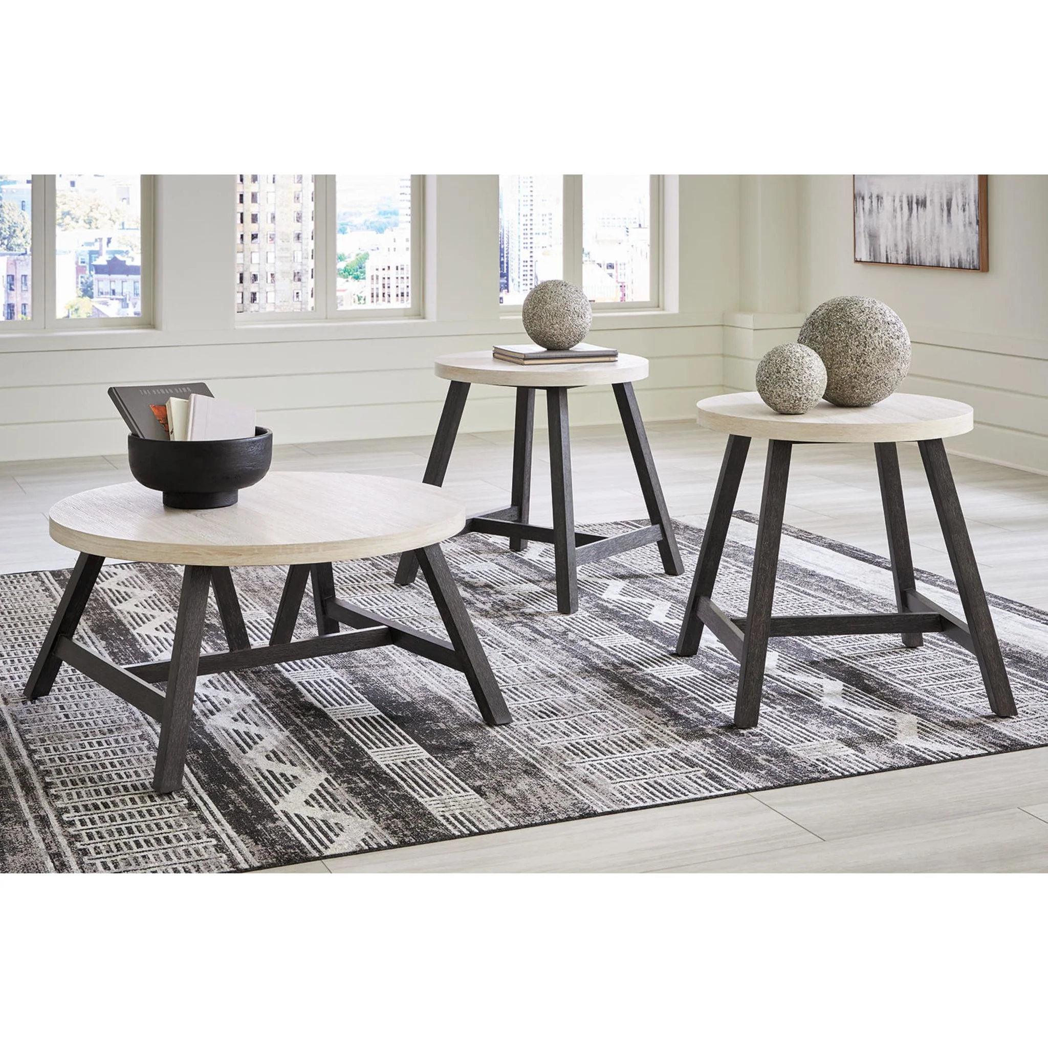 Fladona 3 Pack Tables - Black/White - Image 6