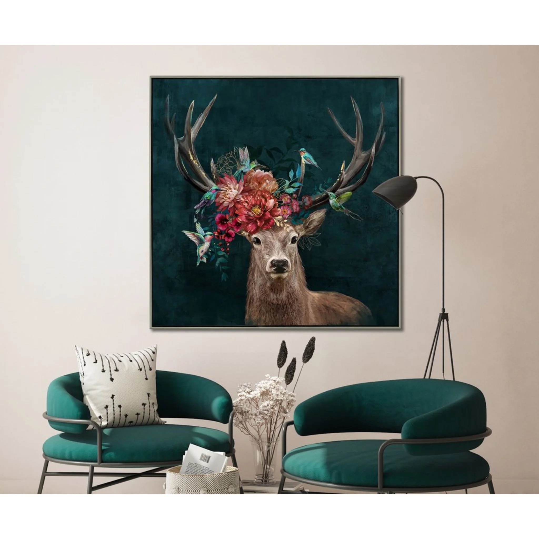 Floral Antlers Canvas 36.00" x 36.00" - Image 2