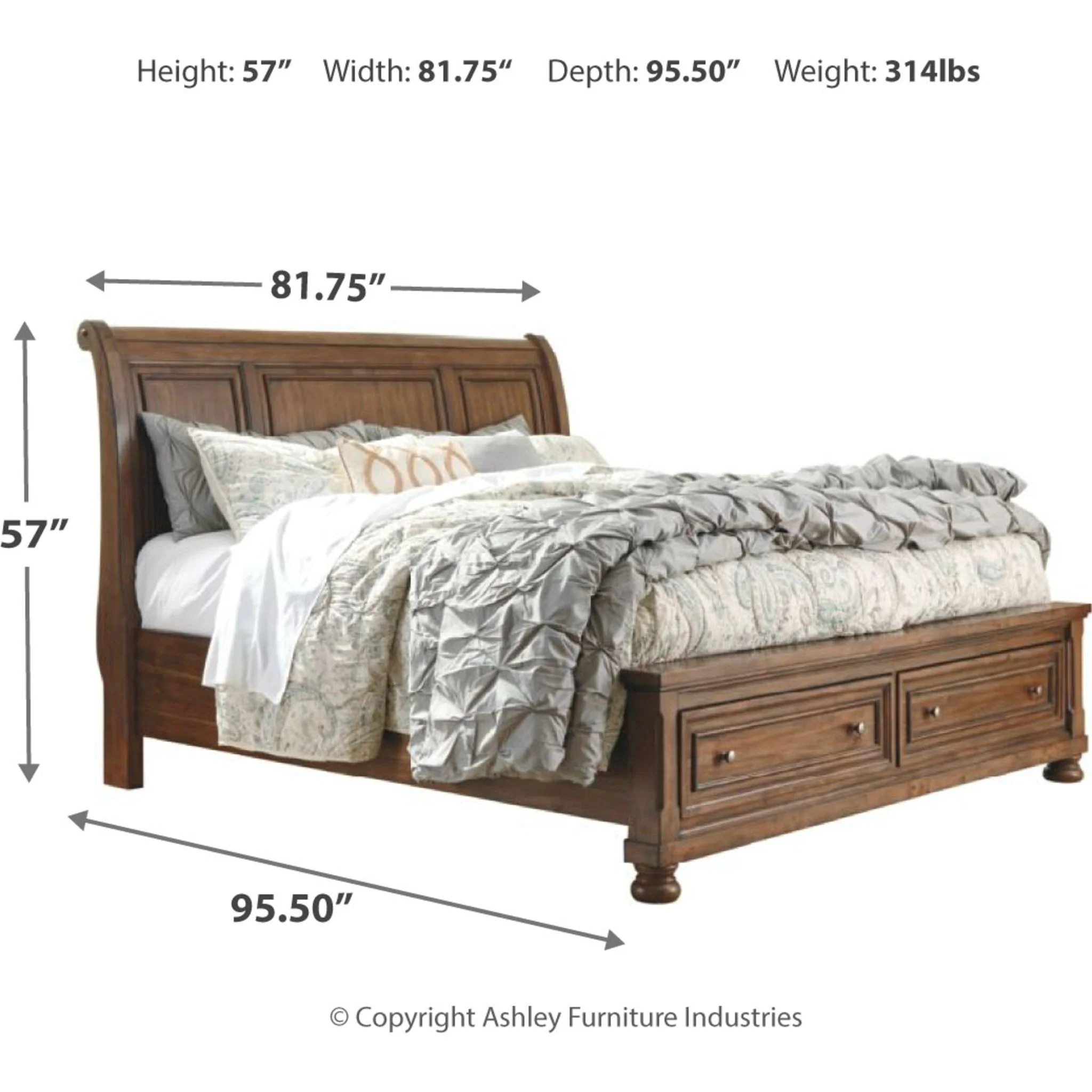 Flynnter 5 Piece King Storage Bedroom - Medium Brown - Image 10