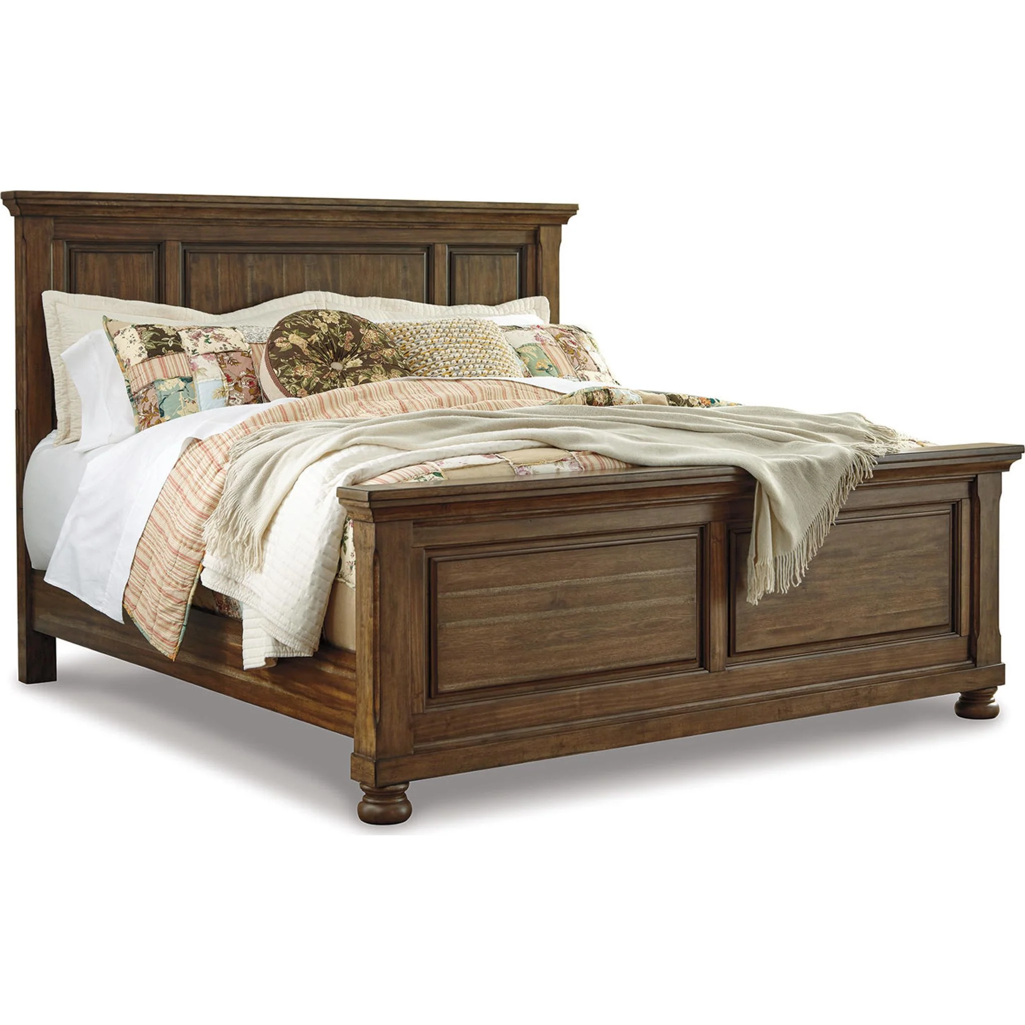 Flynnter 5 Piece Queen Panel Bedroom - Medium Brown - Image 14