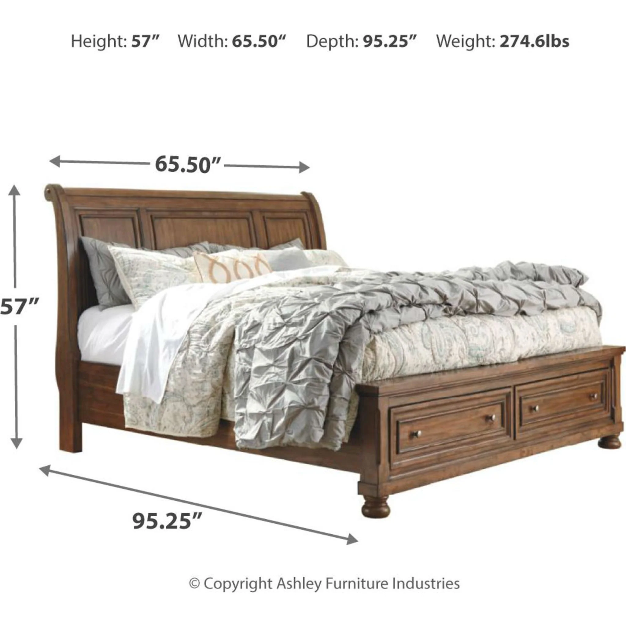 Flynnter 5 Piece Queen Storage Bedroom - Medium Brown - Image 15