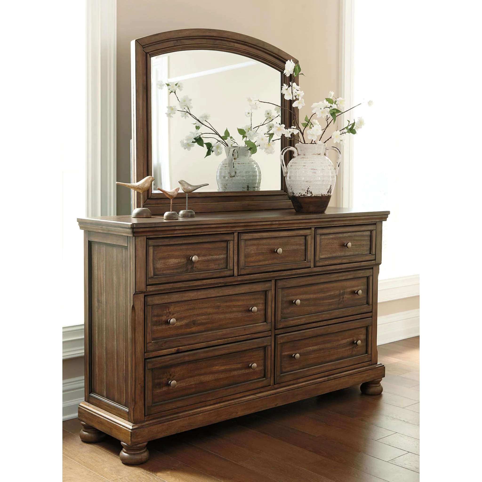 Flynnter Dresser and Mirror - Medium Brown - Image 15