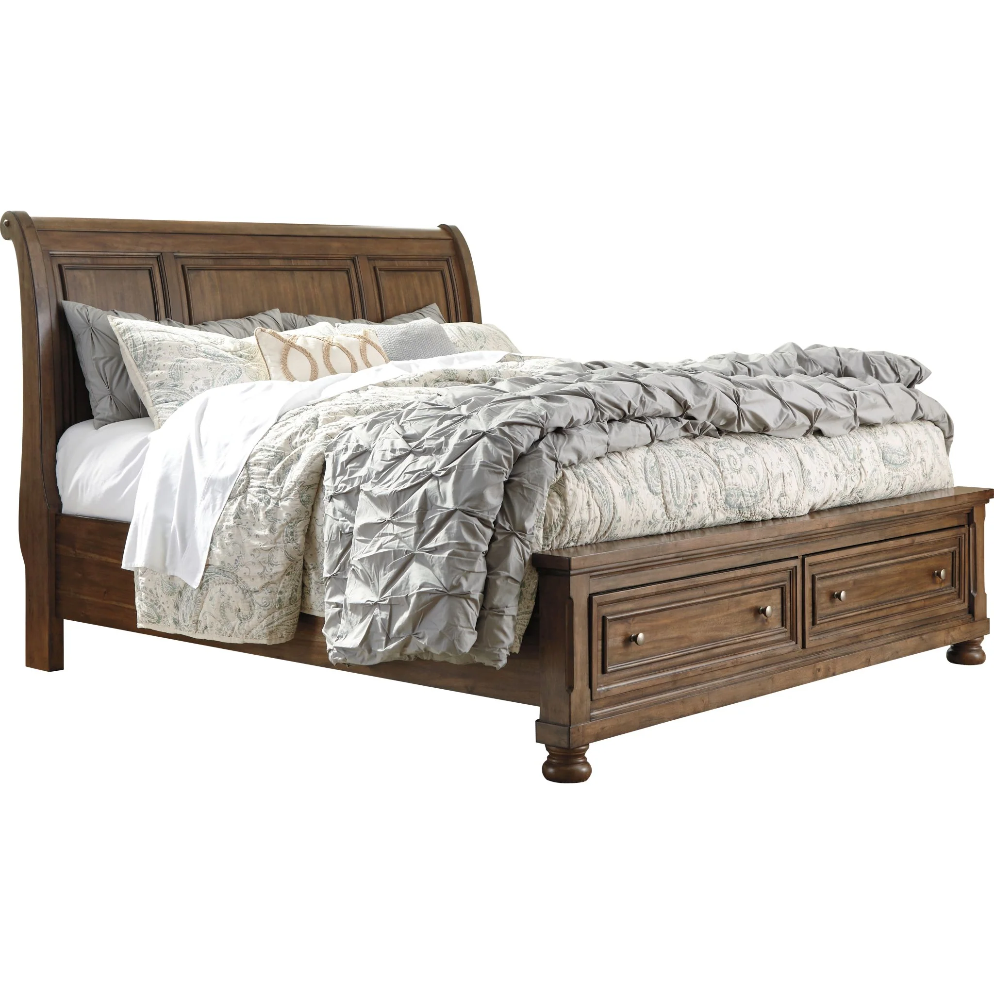 Flynnter Sleigh Storage Bed - Medium Brown