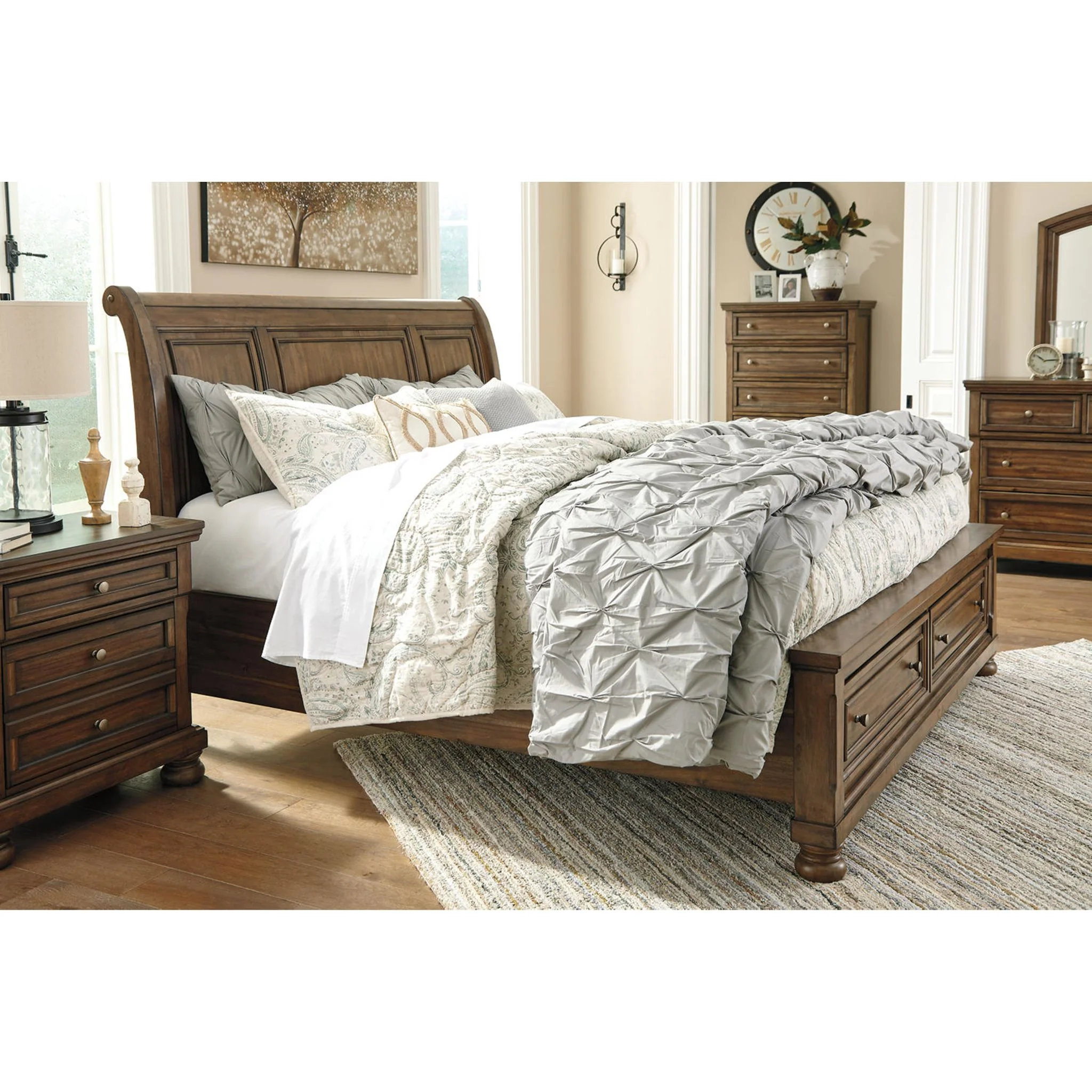 Flynnter Sleigh Storage Bed - Medium Brown - Image 13