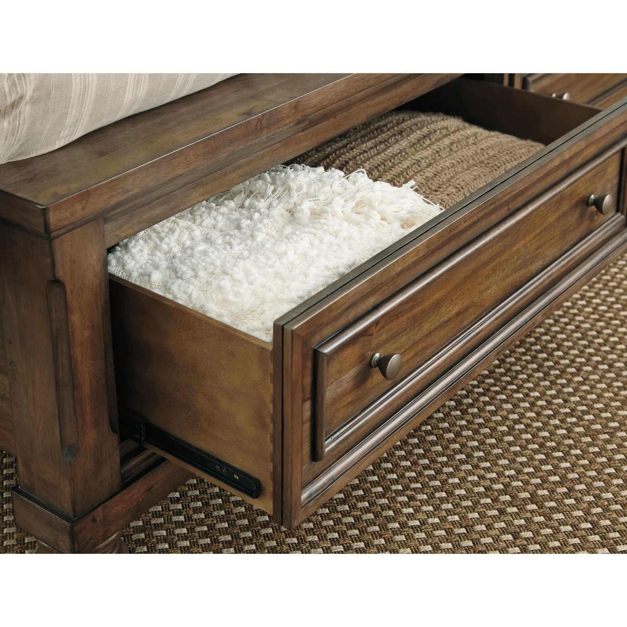 Flynnter Sleigh Storage Bed - Medium Brown - Image 3