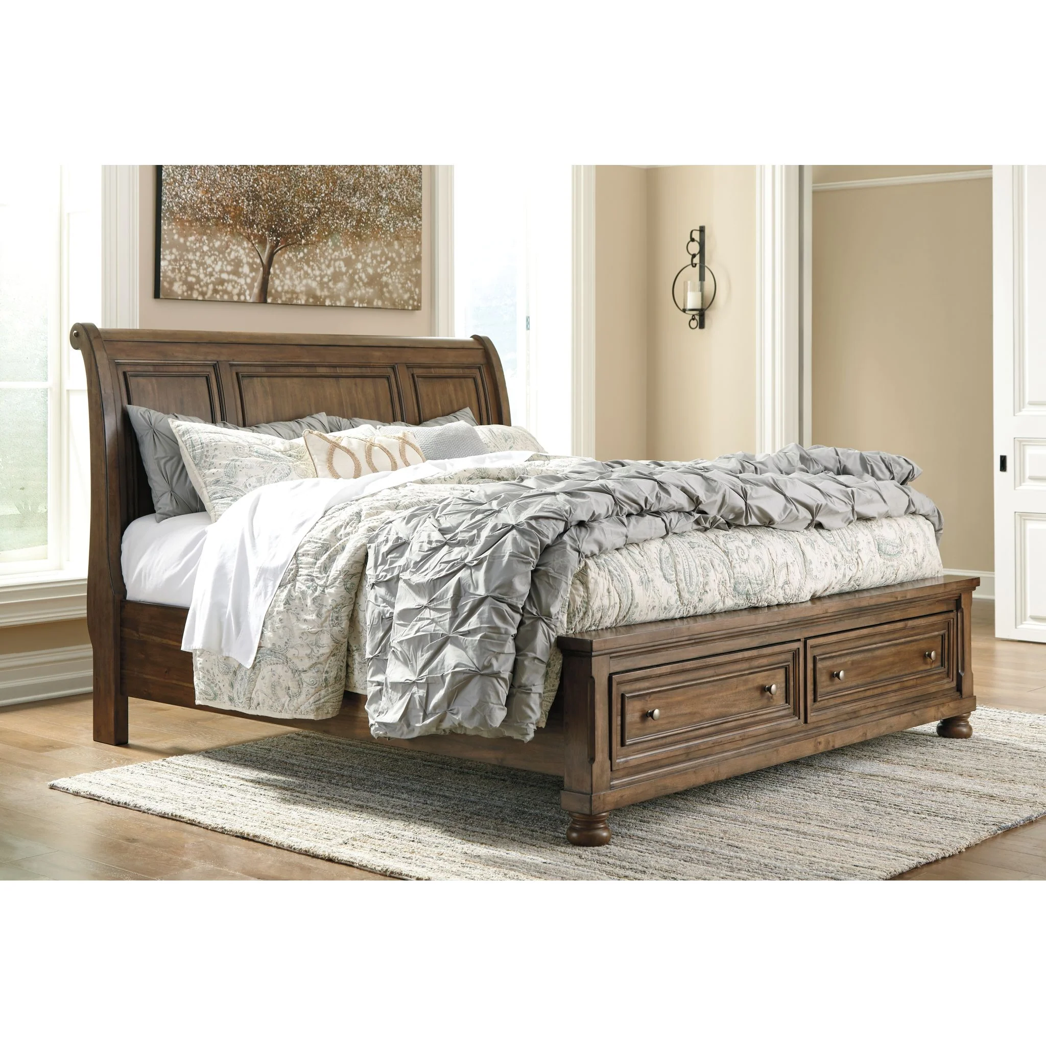 Flynnter Sleigh Storage Bed - Medium Brown - Image 35