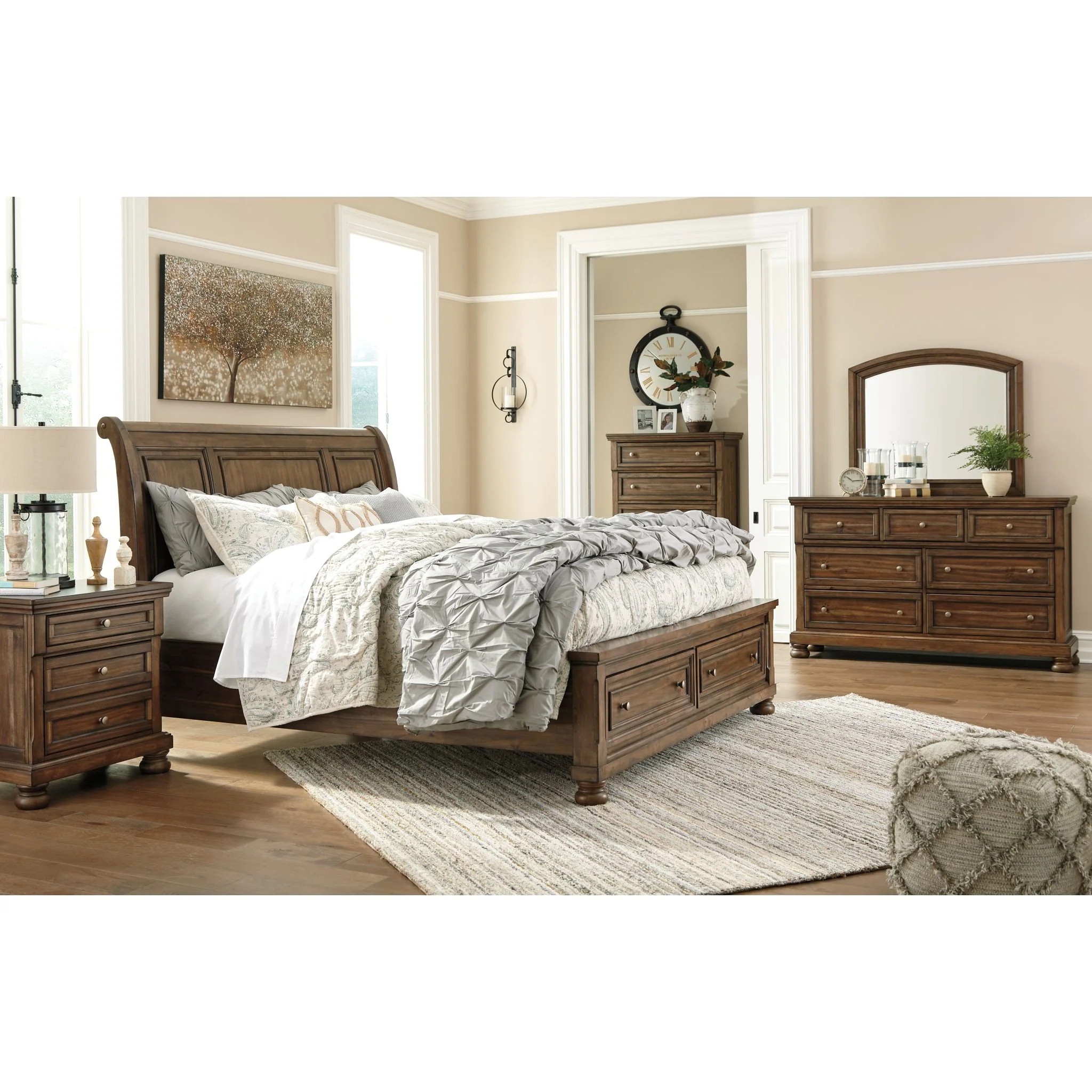 Flynnter Sleigh Storage Bed - Medium Brown - Image 7