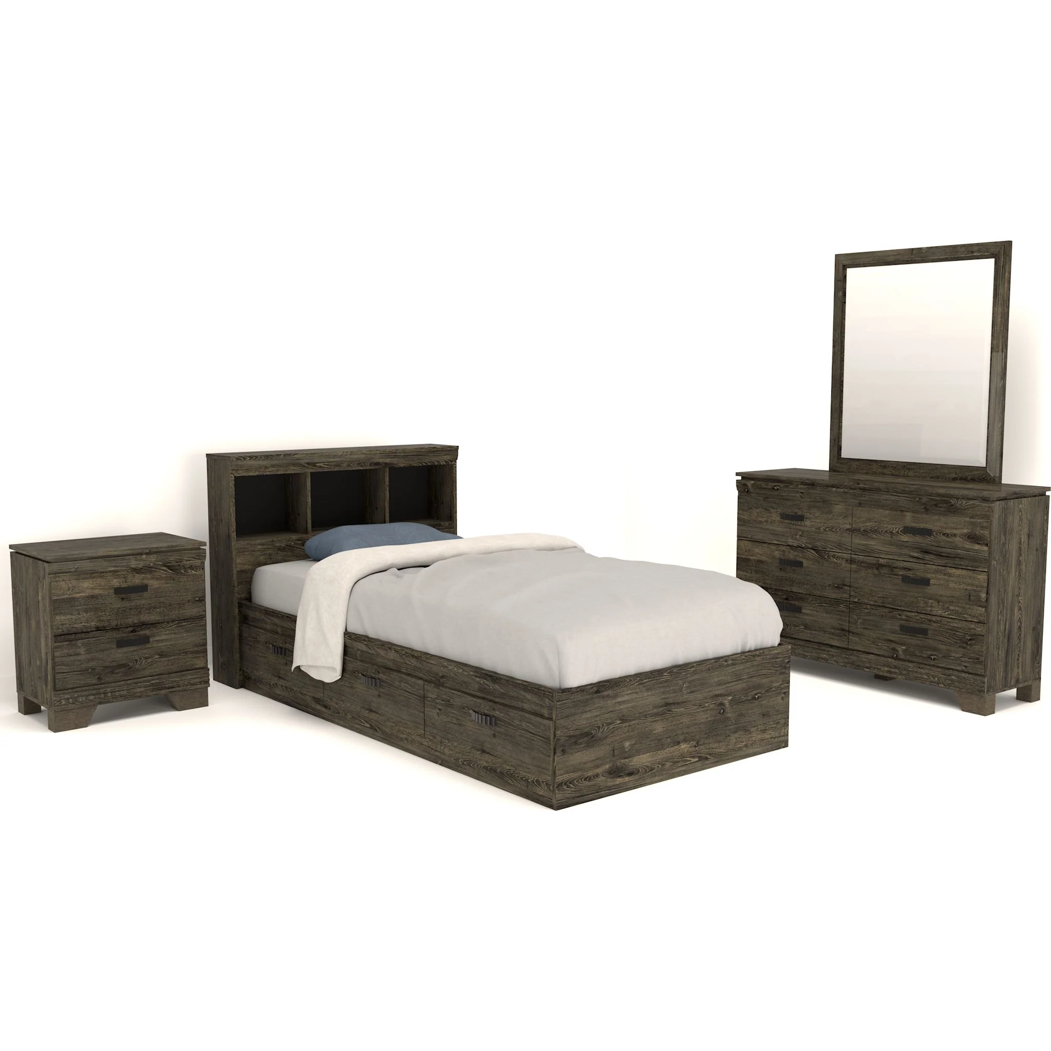 Fontana 6 Piece Storage Bedroom - Alabaster Oak