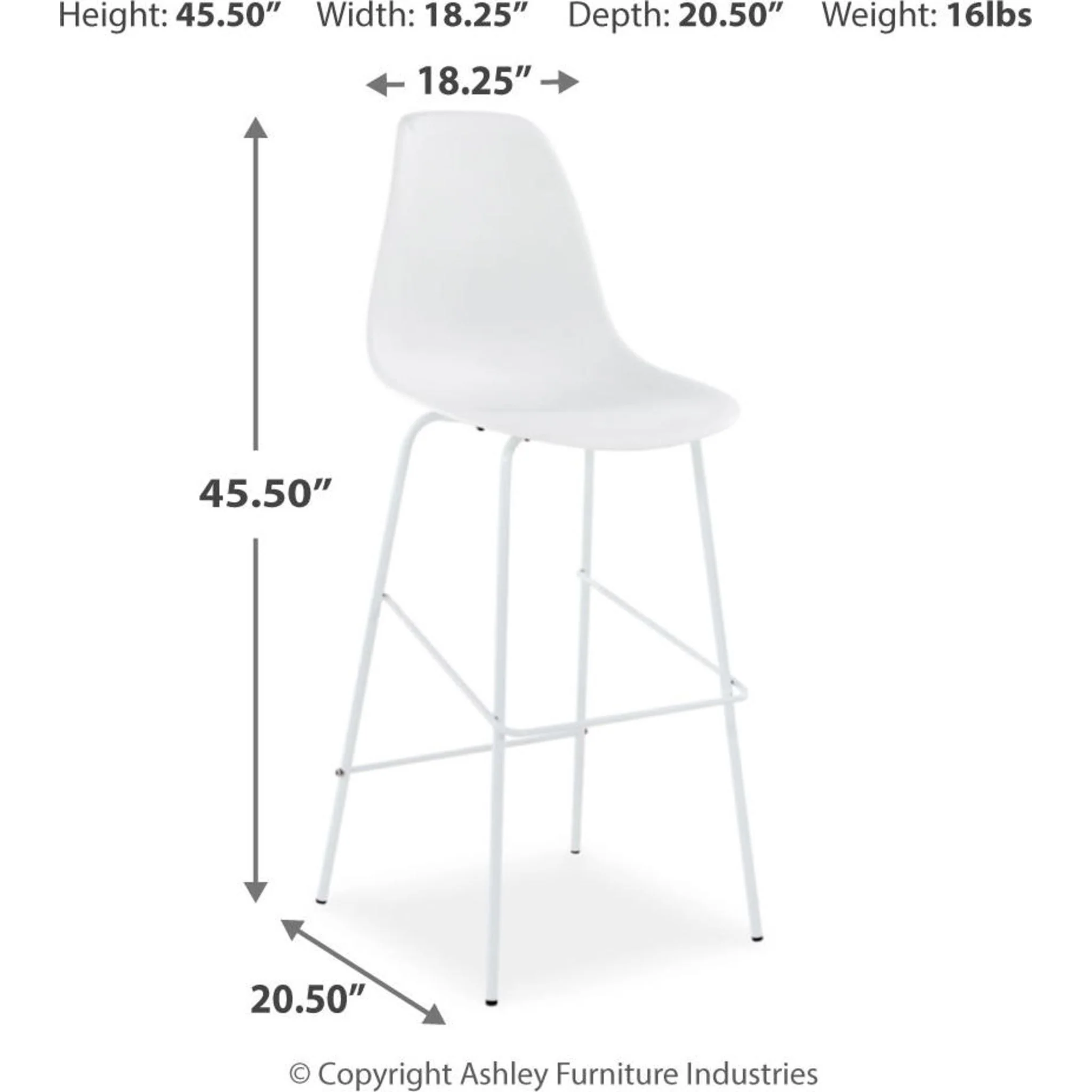 Forestead Bar Height Stool - White - (D130-230) - Image 11