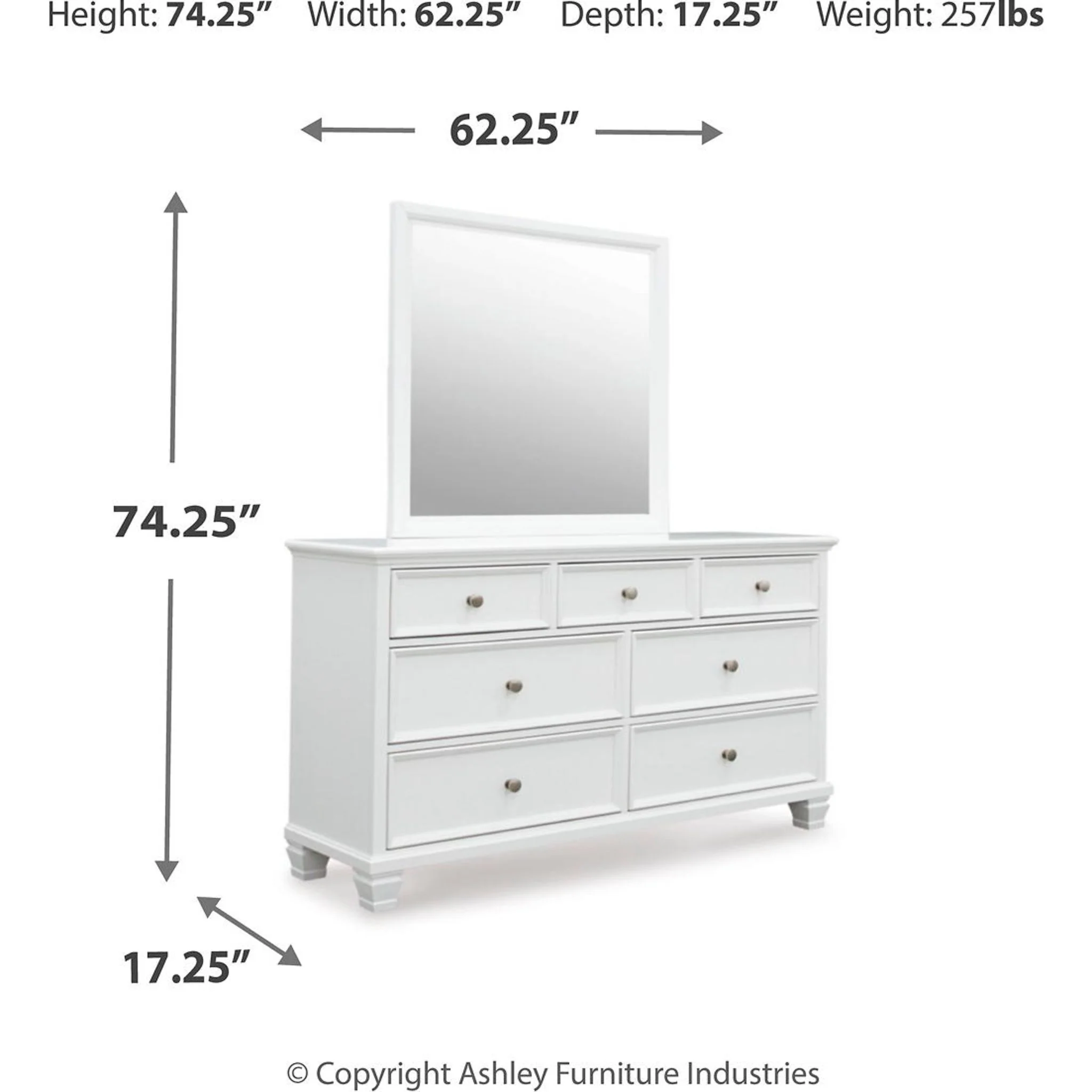 Fortman 6 Piece Panel Bedroom - White - Image 19