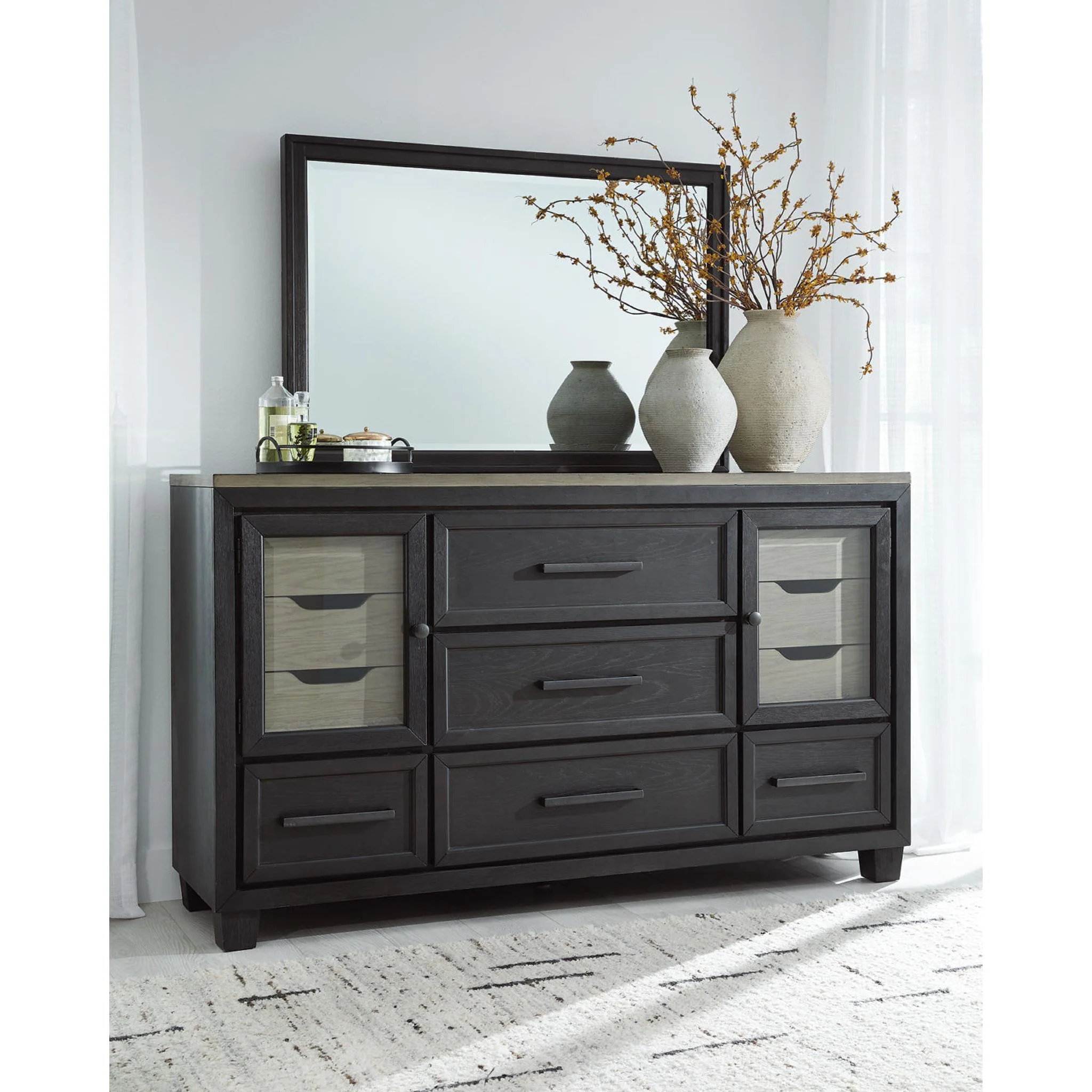Foyland 5 Piece King Storage Bedroom - Black/Brown - Image 4