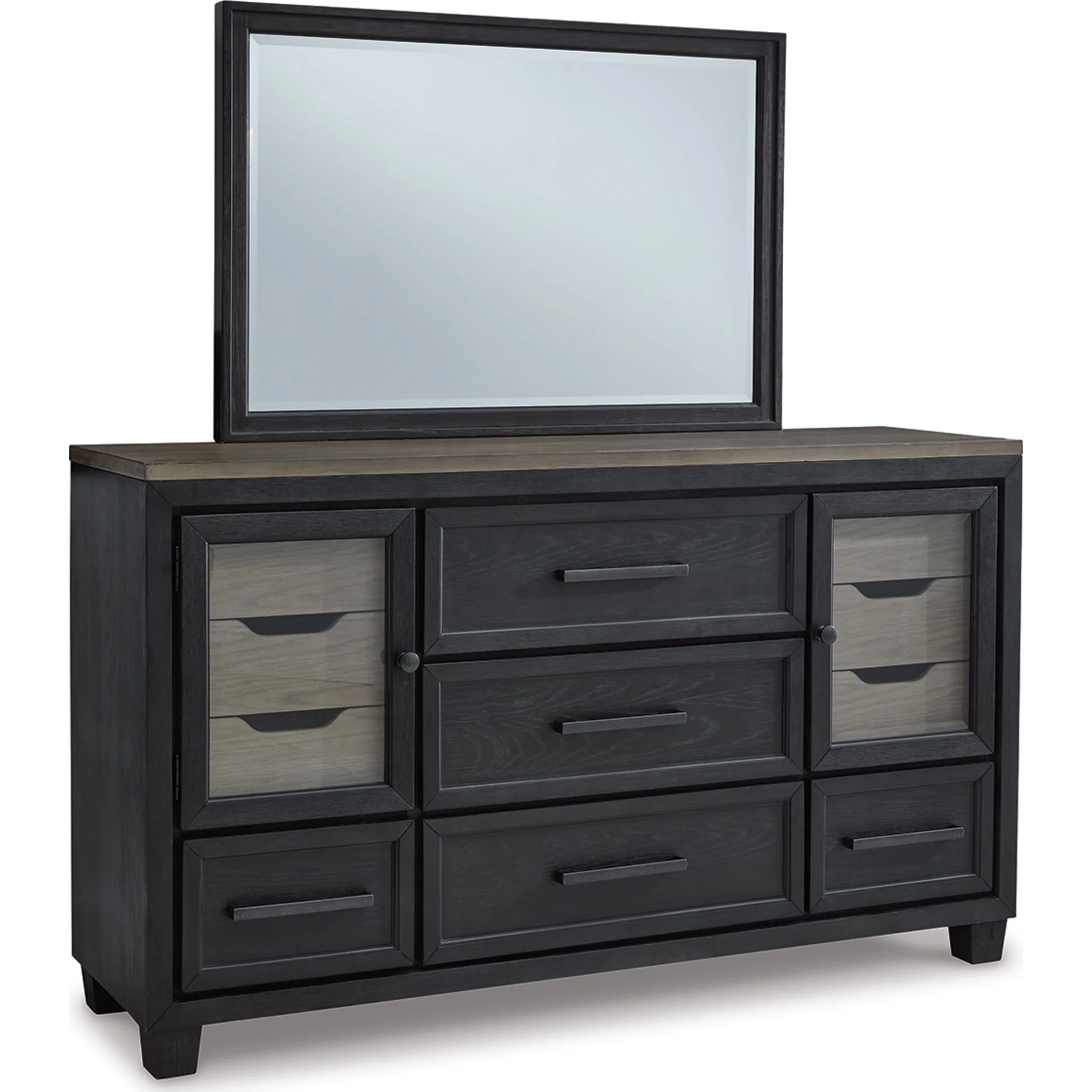 Foyland Dresser and Mirror - Black/Brown
