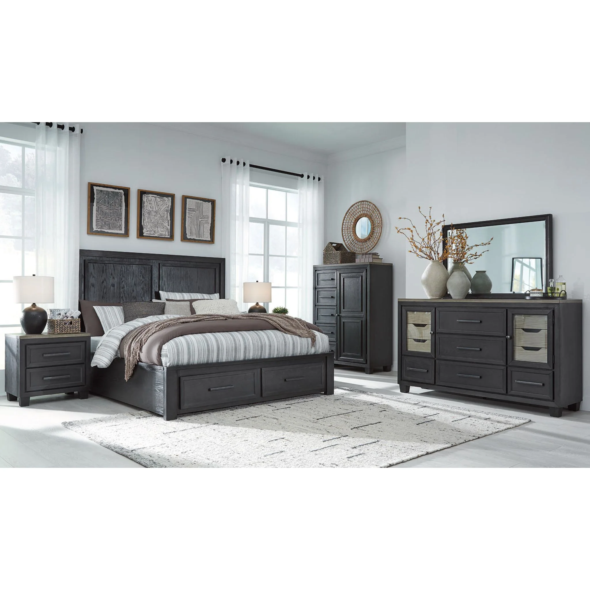 Foyland Dresser and Mirror - Black/Brown - Image 10