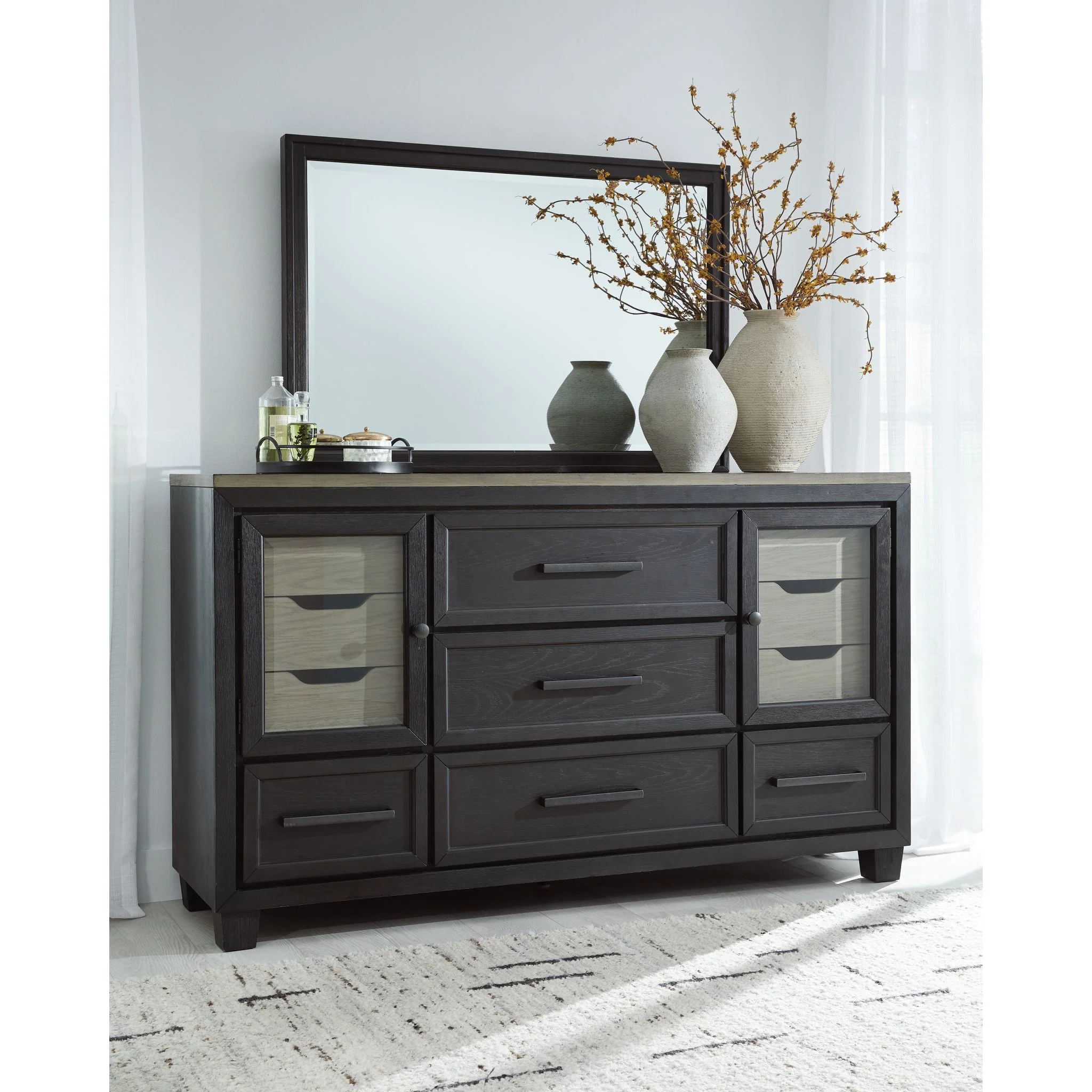 Foyland Dresser and Mirror - Black/Brown - Image 2