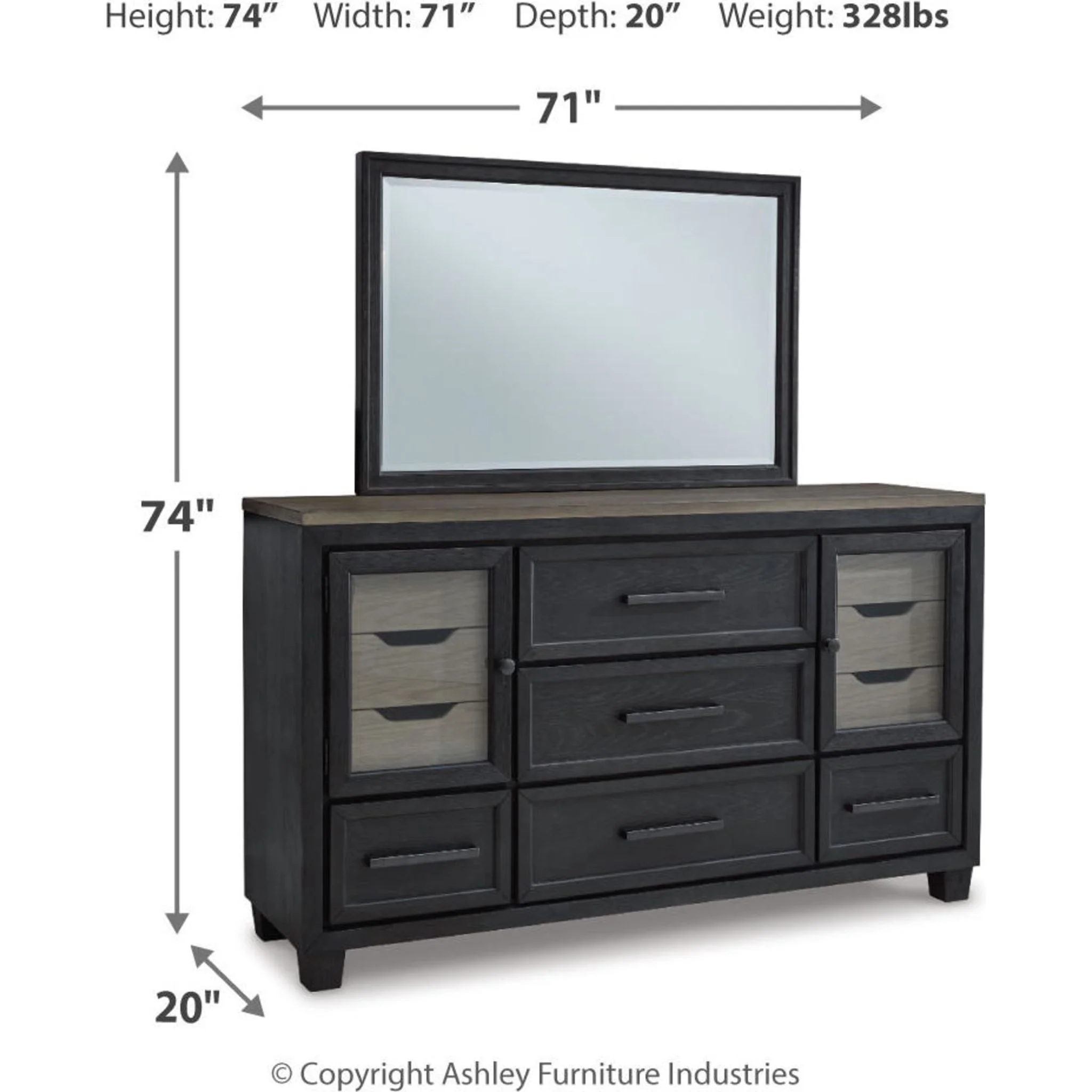 Foyland Dresser and Mirror - Black/Brown - Image 4