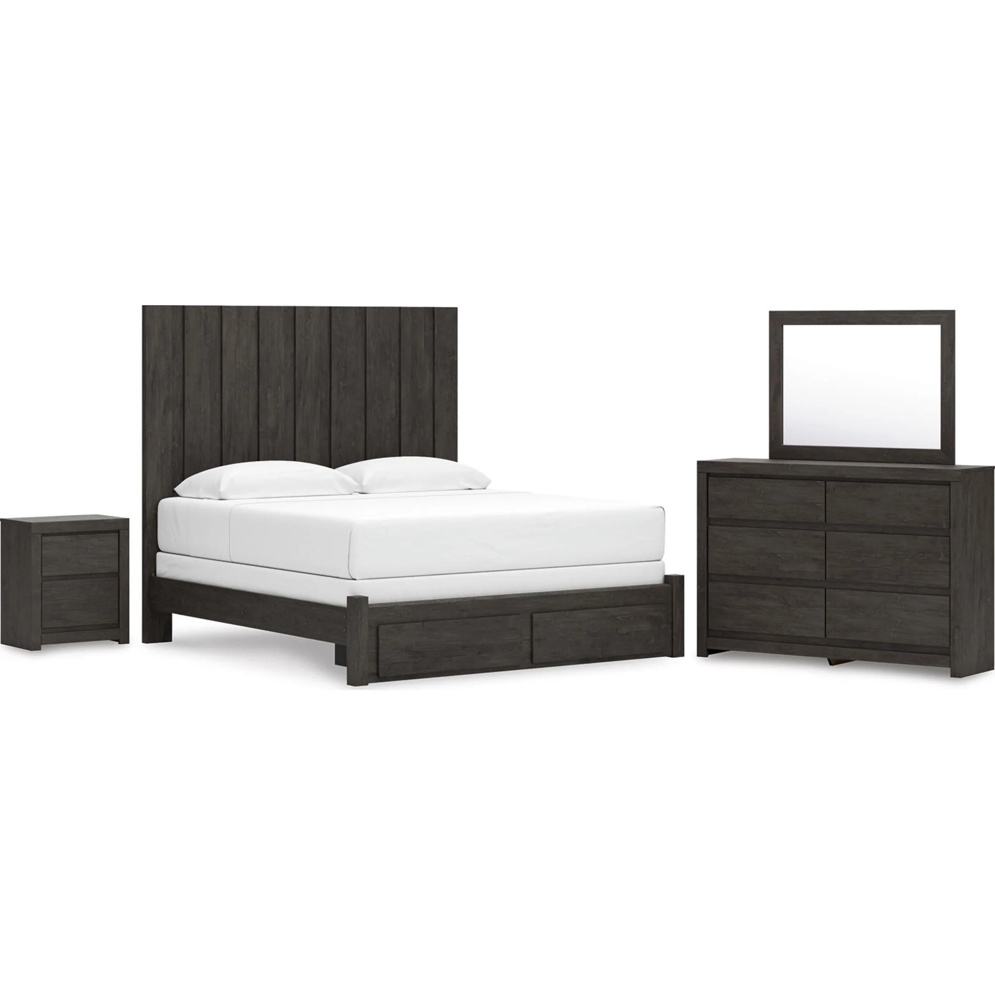 Fraluna 6 Piece King Storage Bedroom - Charcoal