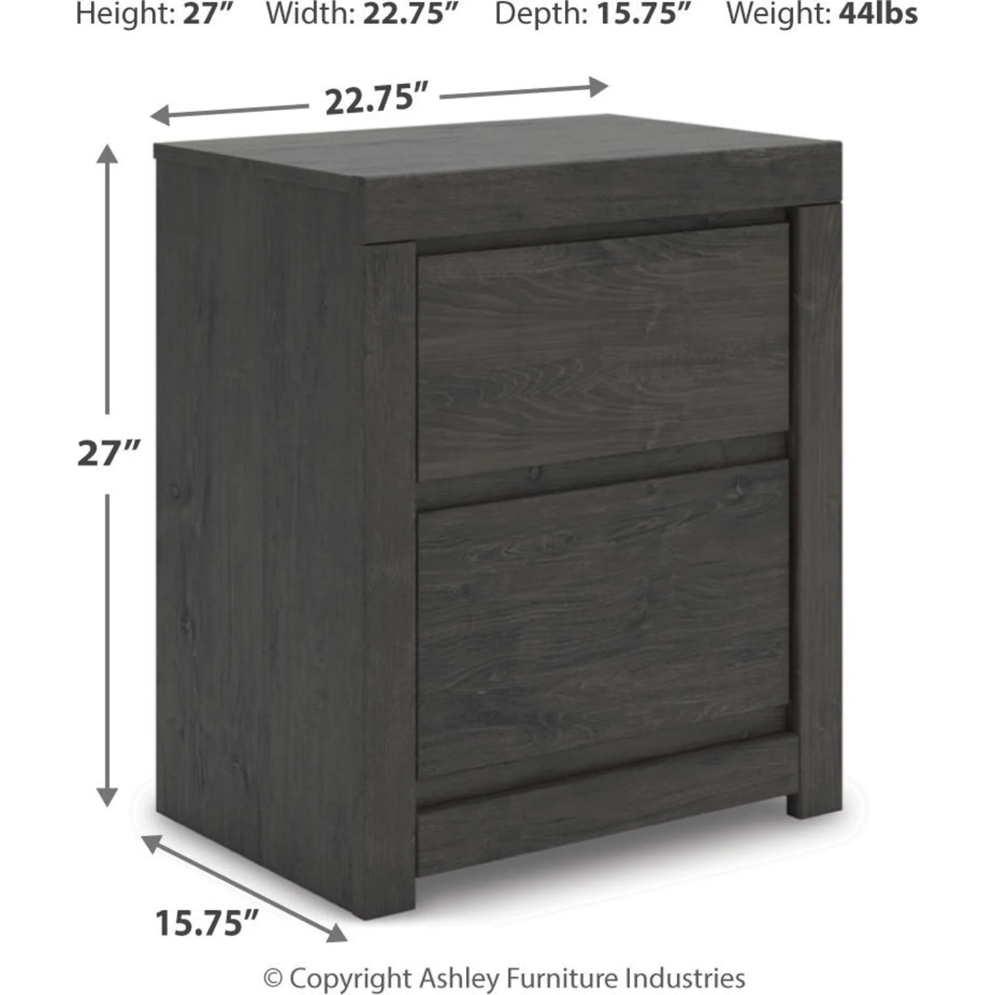 Fraluna Nightstand - Charcoal - Image 3