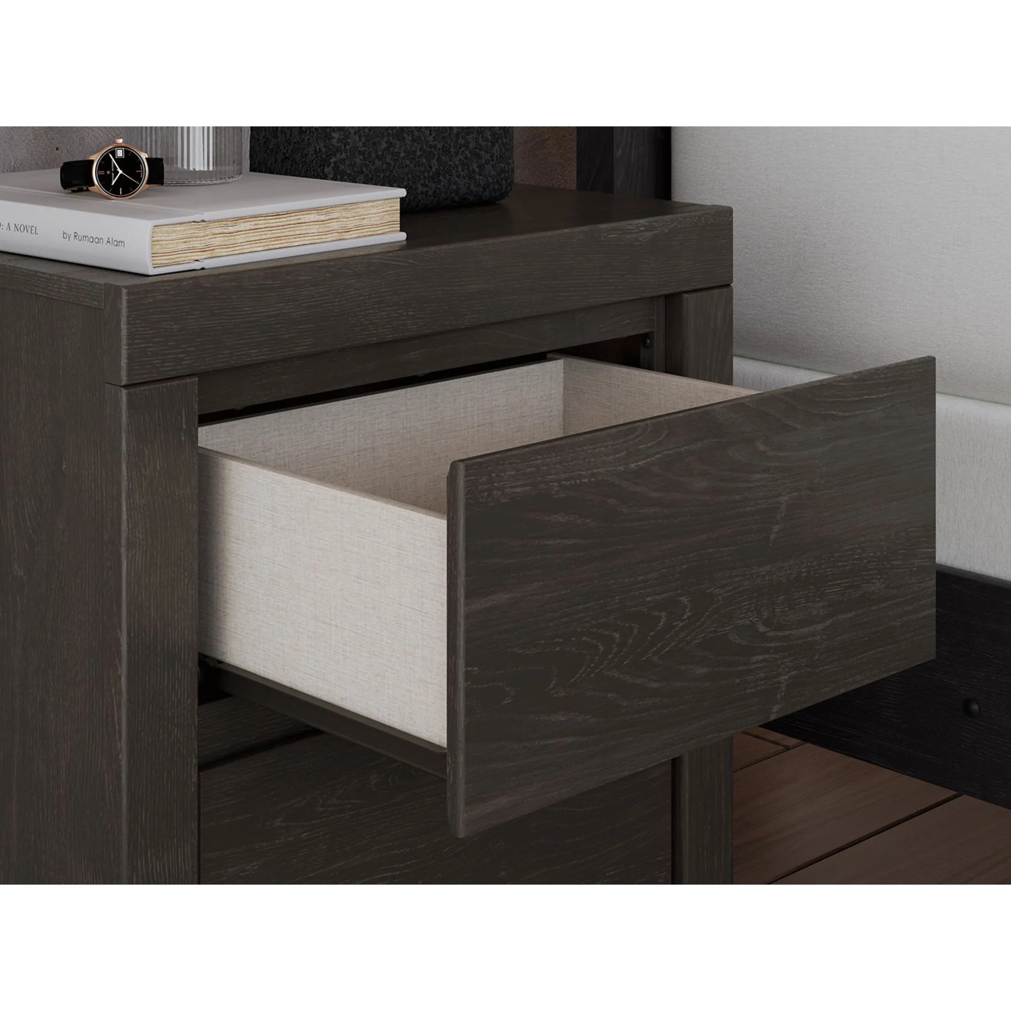 Fraluna Nightstand - Charcoal - Image 9