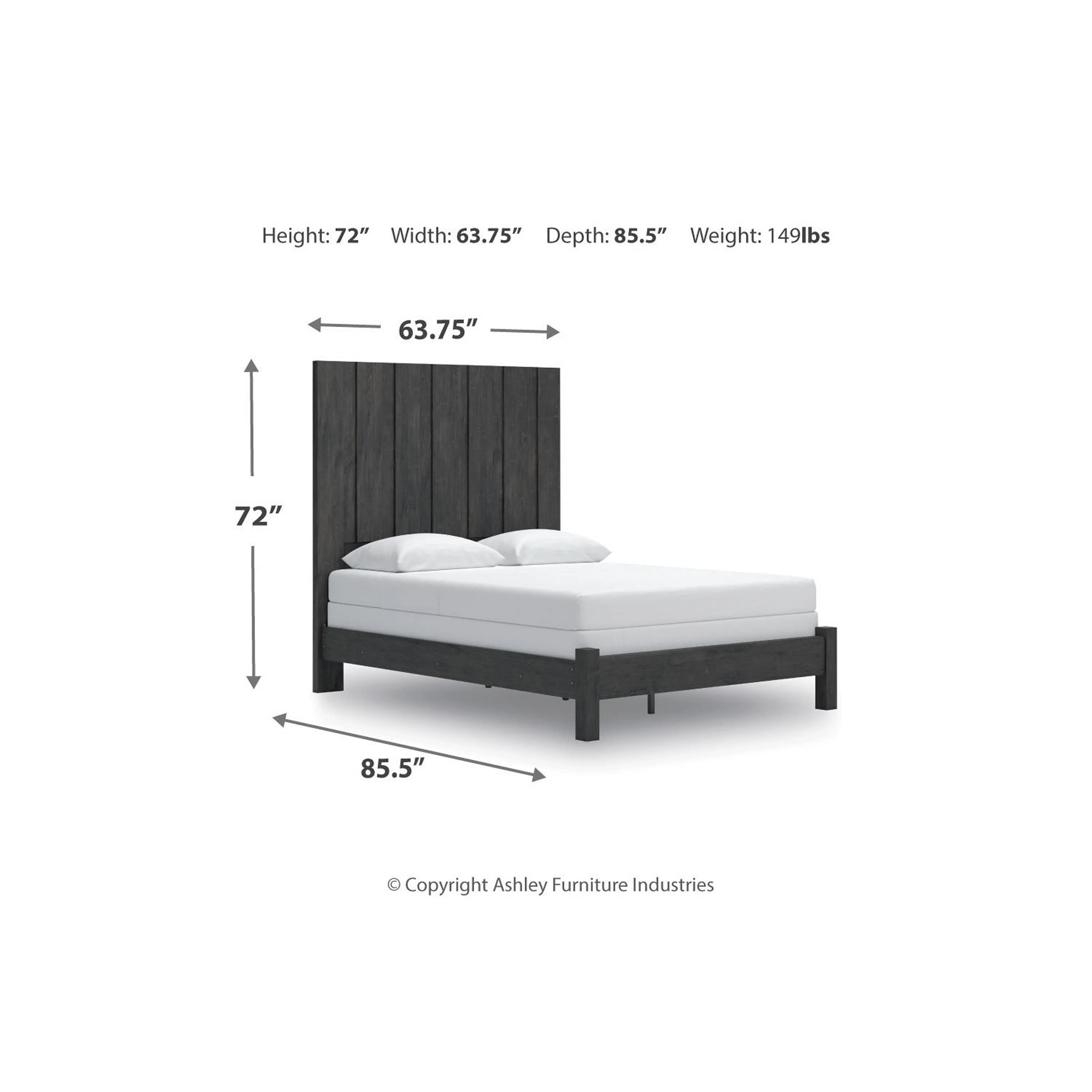 Fraluna Queen Panel Bed - Charcoal - Image 3