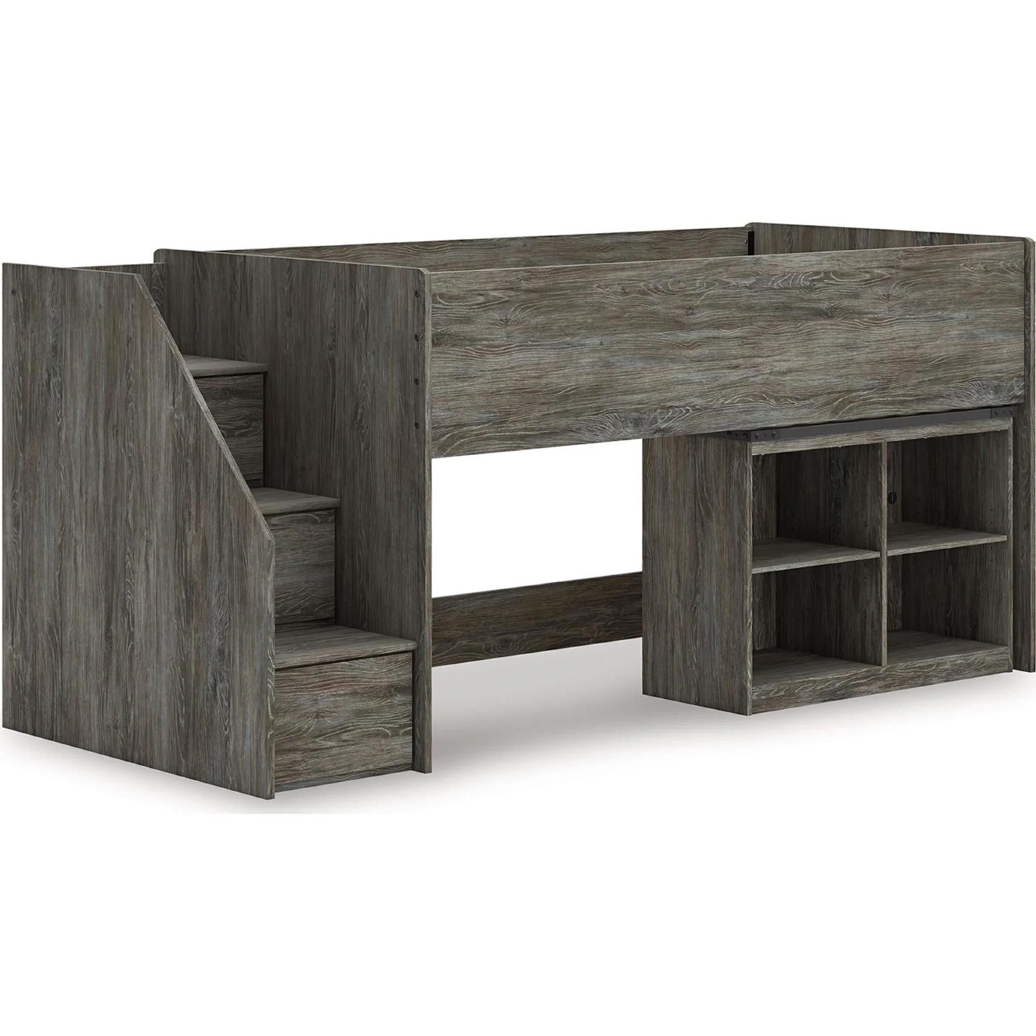 Frandern Twin Loft Bed with Storage - Gray