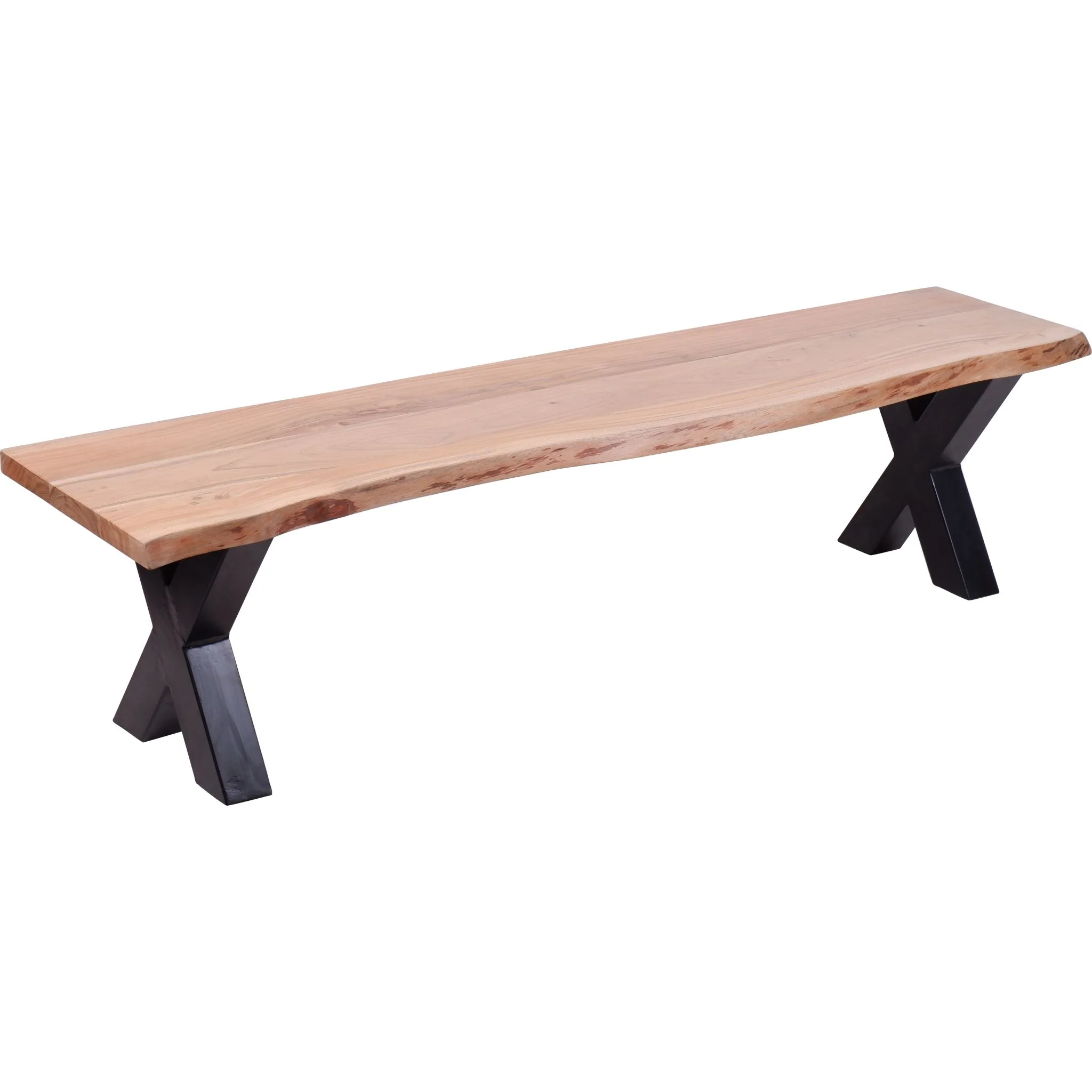 Franko Dining Bench - Natural Wood/Black Iron - (SPBH72)