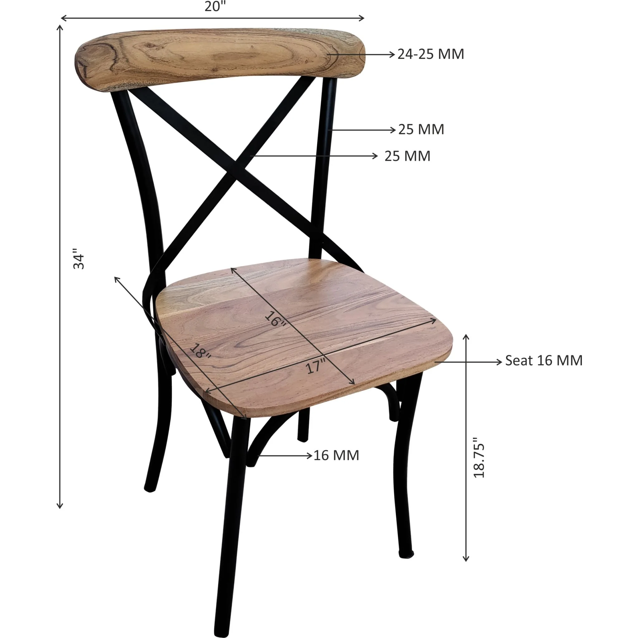 Franko Side chair - Natural Wood/Black Iron - (BISCH35-WBK) - Image 5
